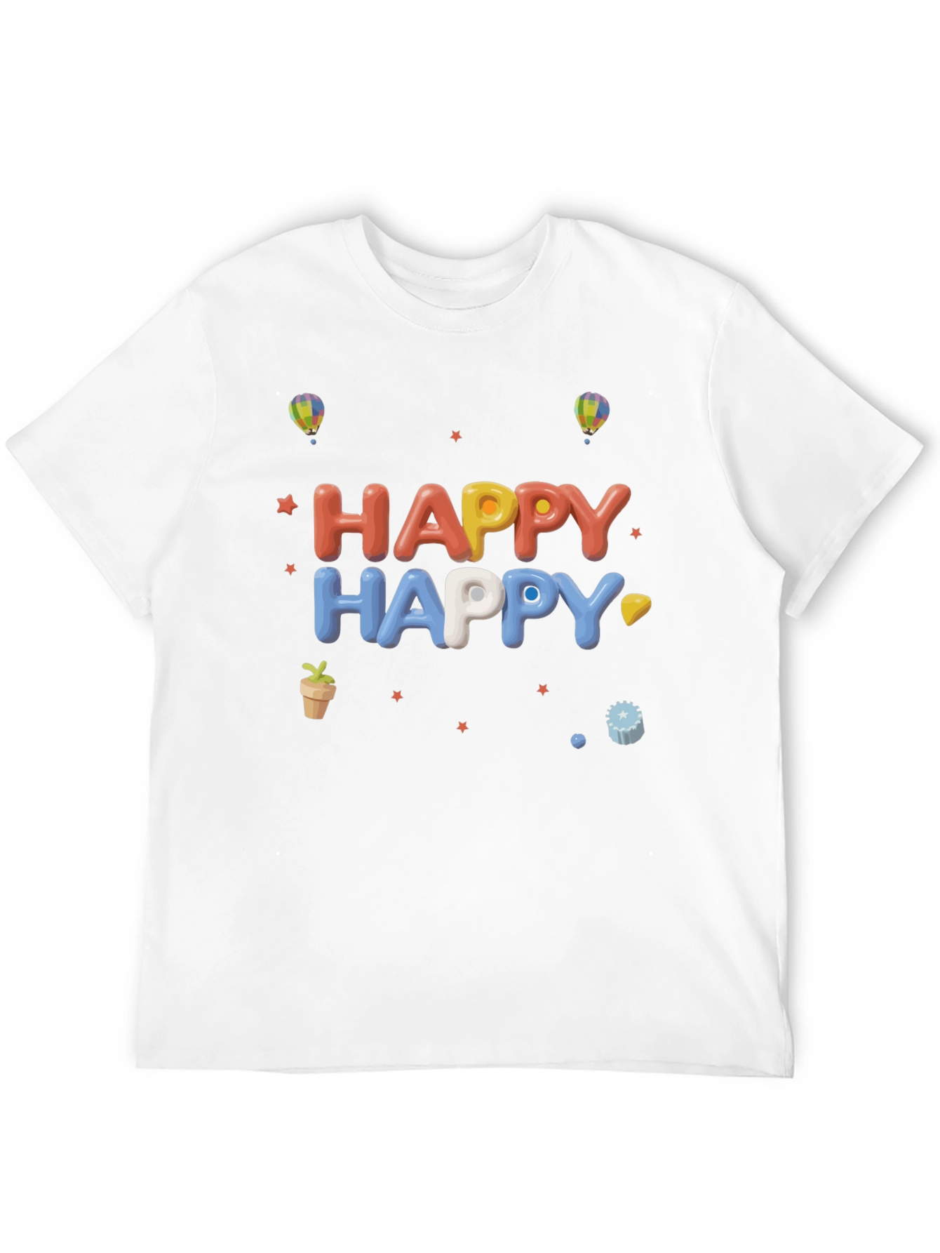Happy Graphic Print Black T-Shirt