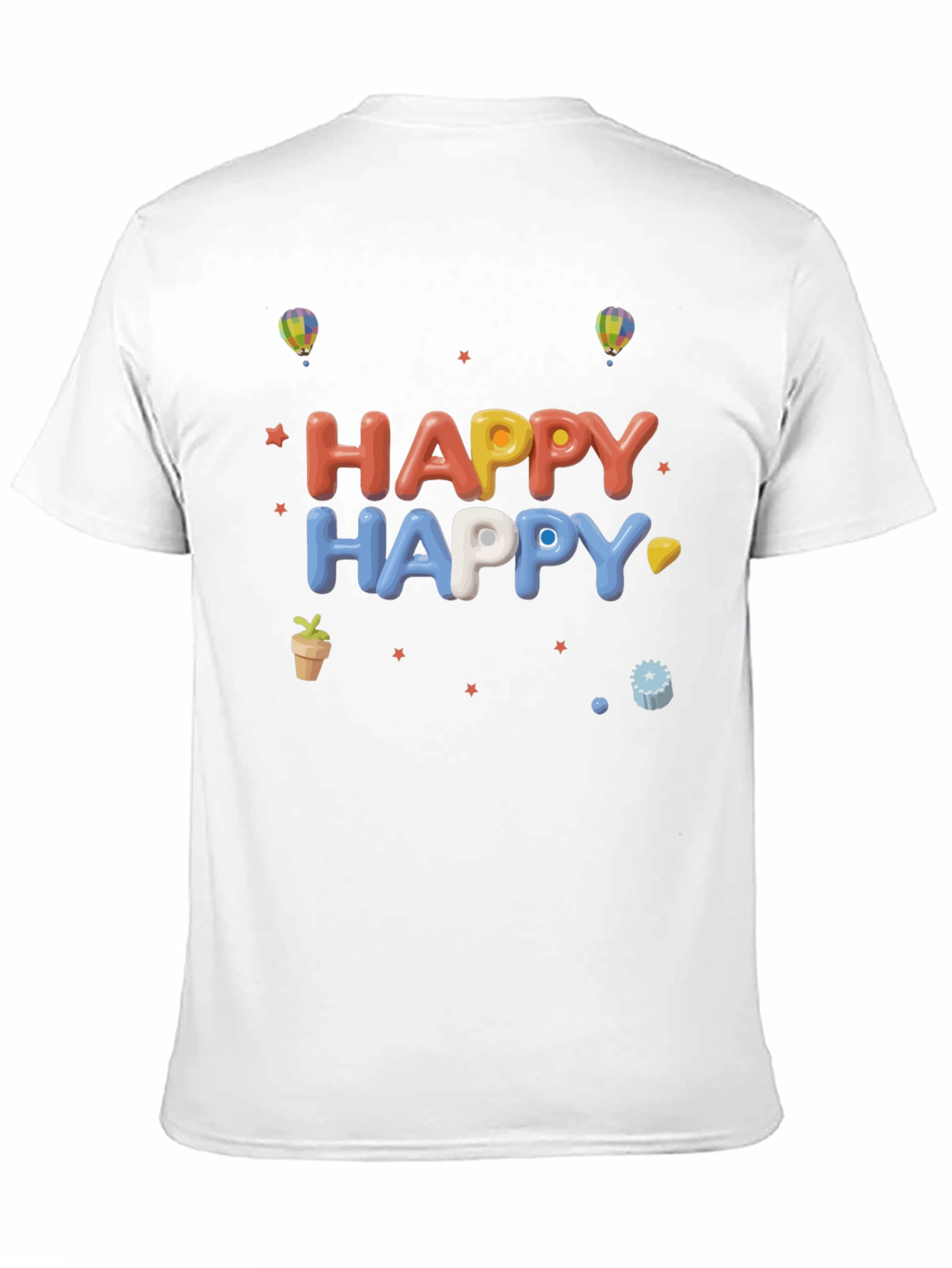 Happy Graphic Print Black T-Shirt