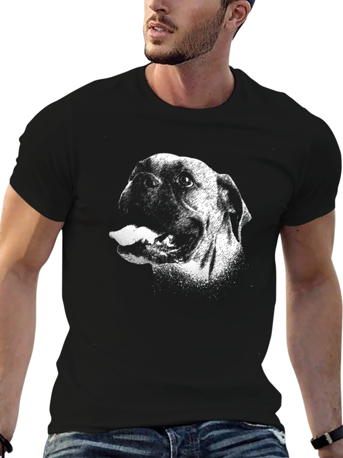 Dog Graphic Black T-Shirt - Cool Animal Tee