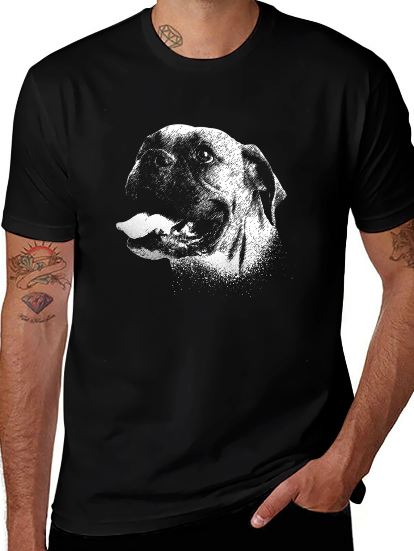 Dog Graphic Black T-Shirt - Cool Animal Tee