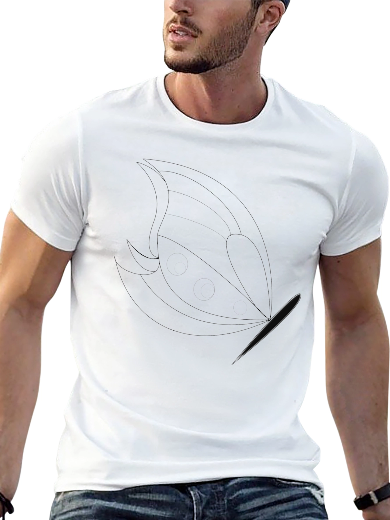 Mens Black Graphic Tee - Abstract Design