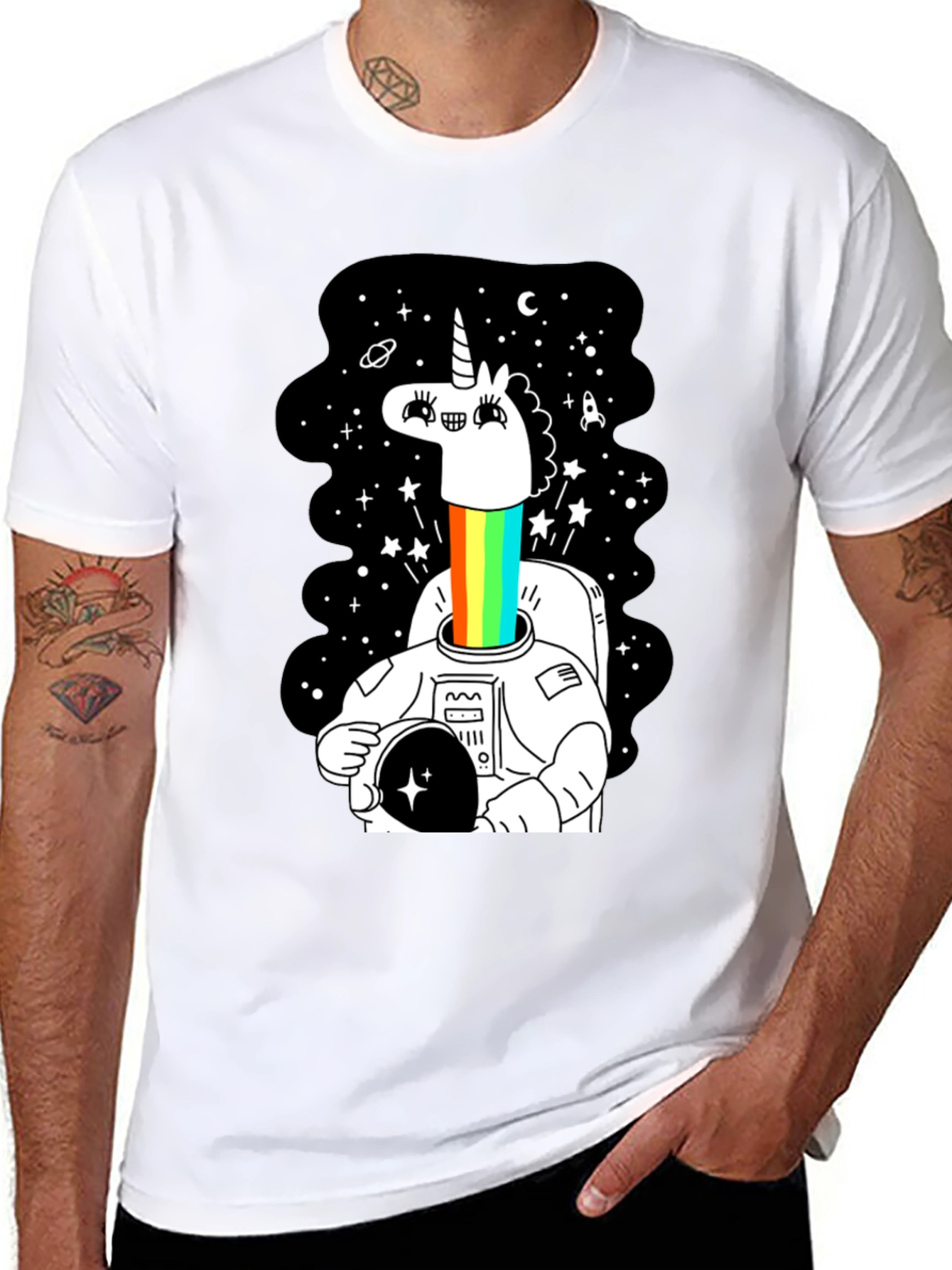 Unicorn Astronaut Graphic Tee - Black