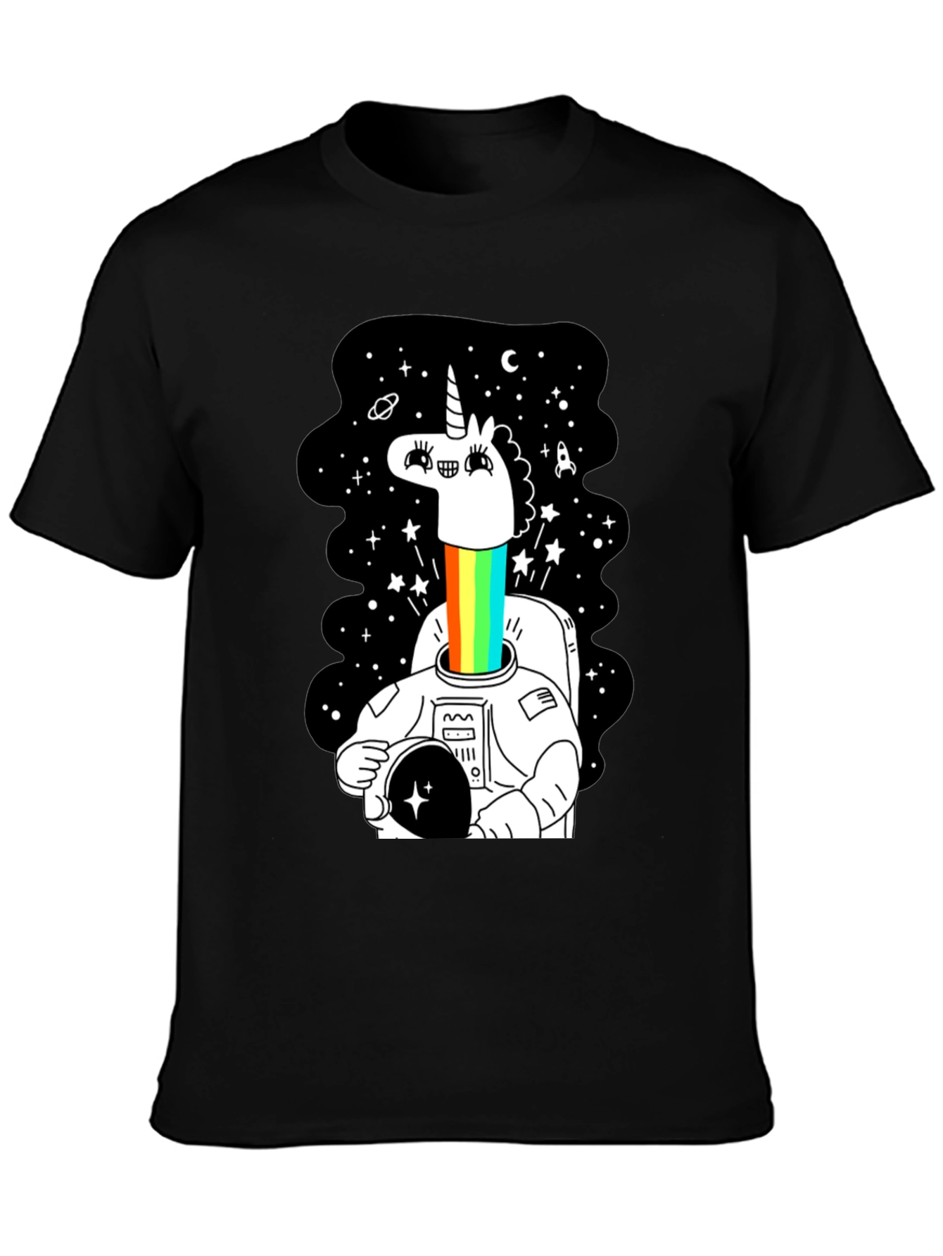 Unicorn Astronaut Graphic Tee - Black
