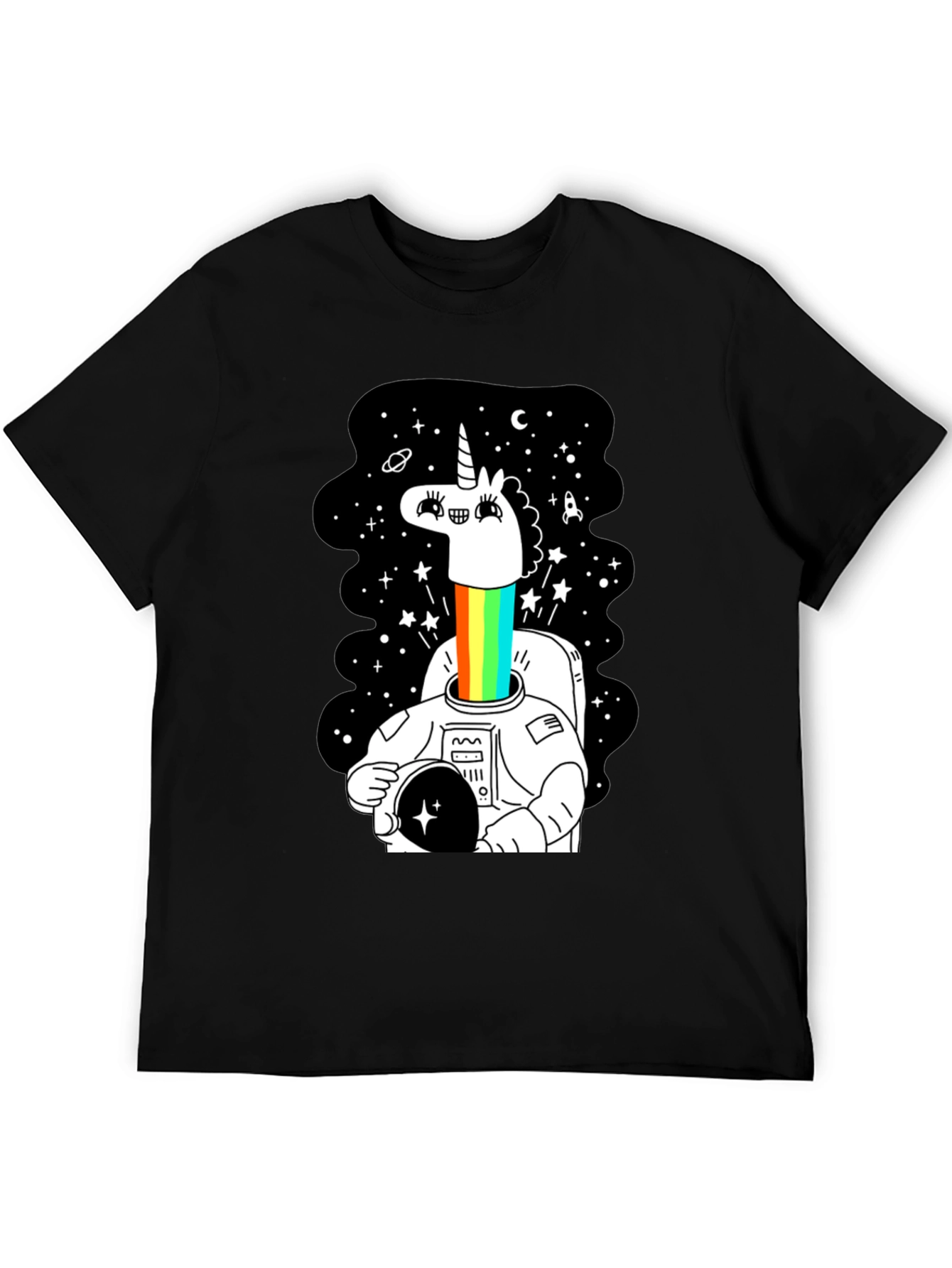 Unicorn Astronaut Graphic Tee - Black