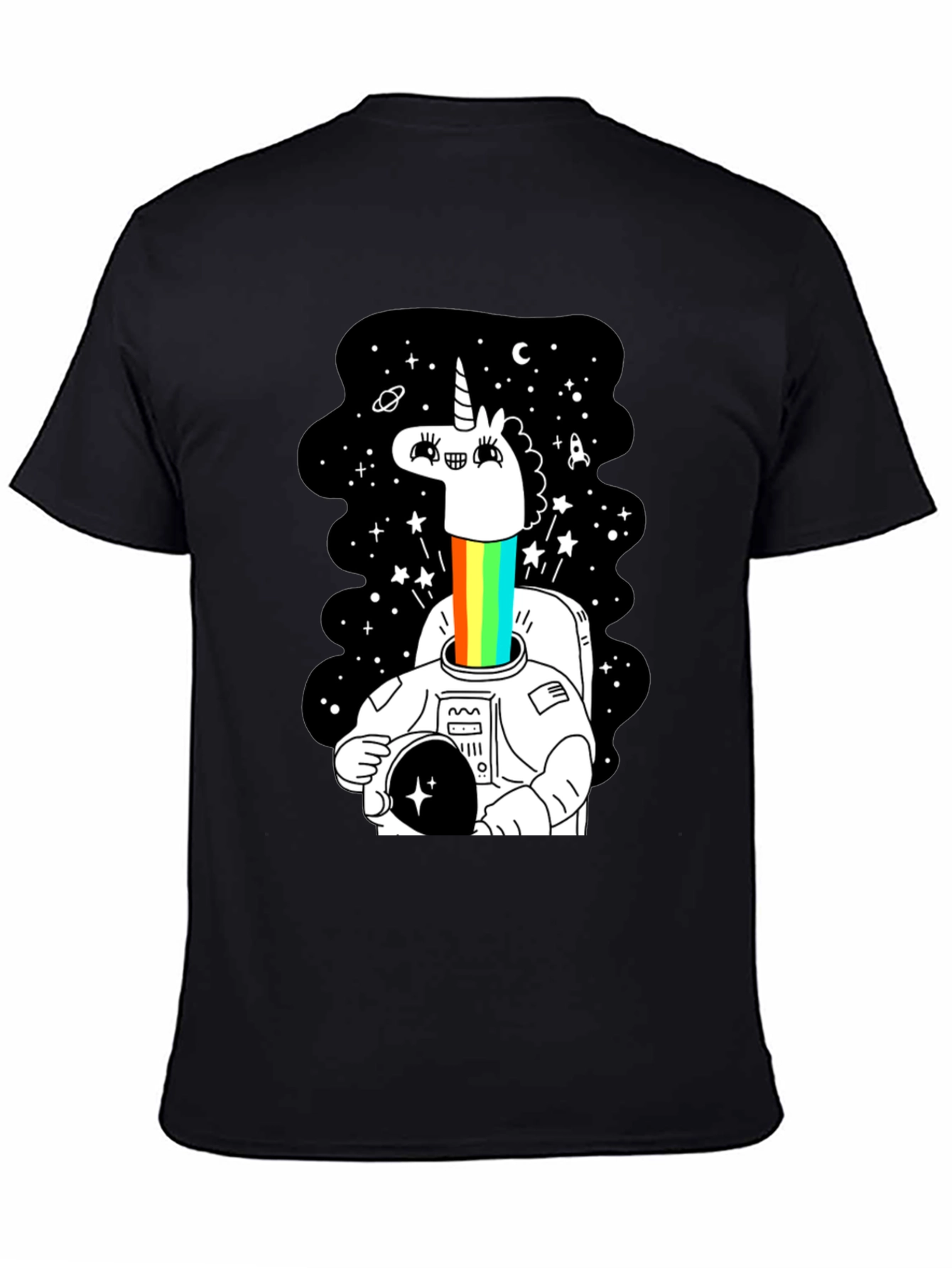 Unicorn Astronaut Graphic Tee - Black