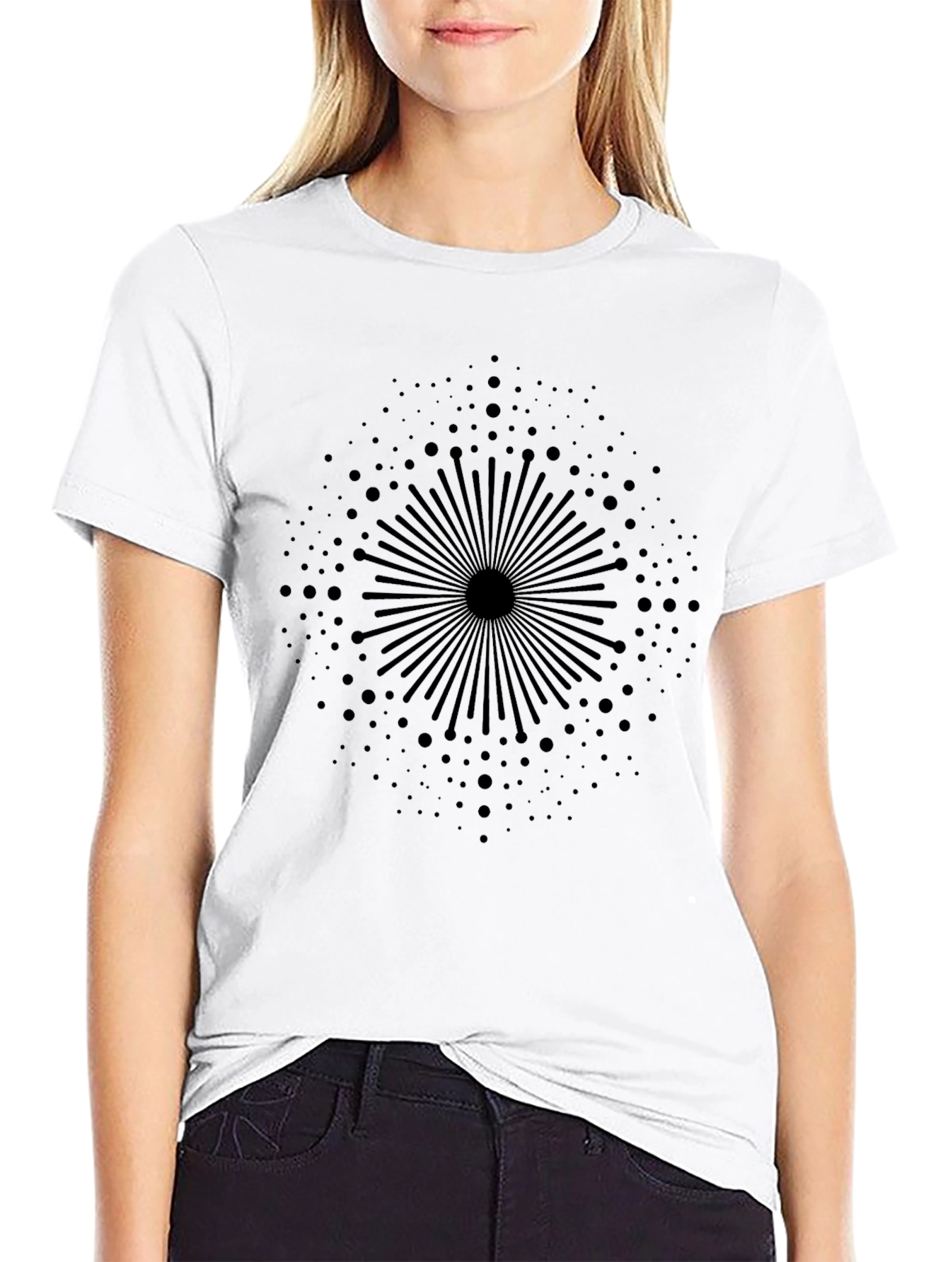 Abstract Radial Design Black T-Shirt