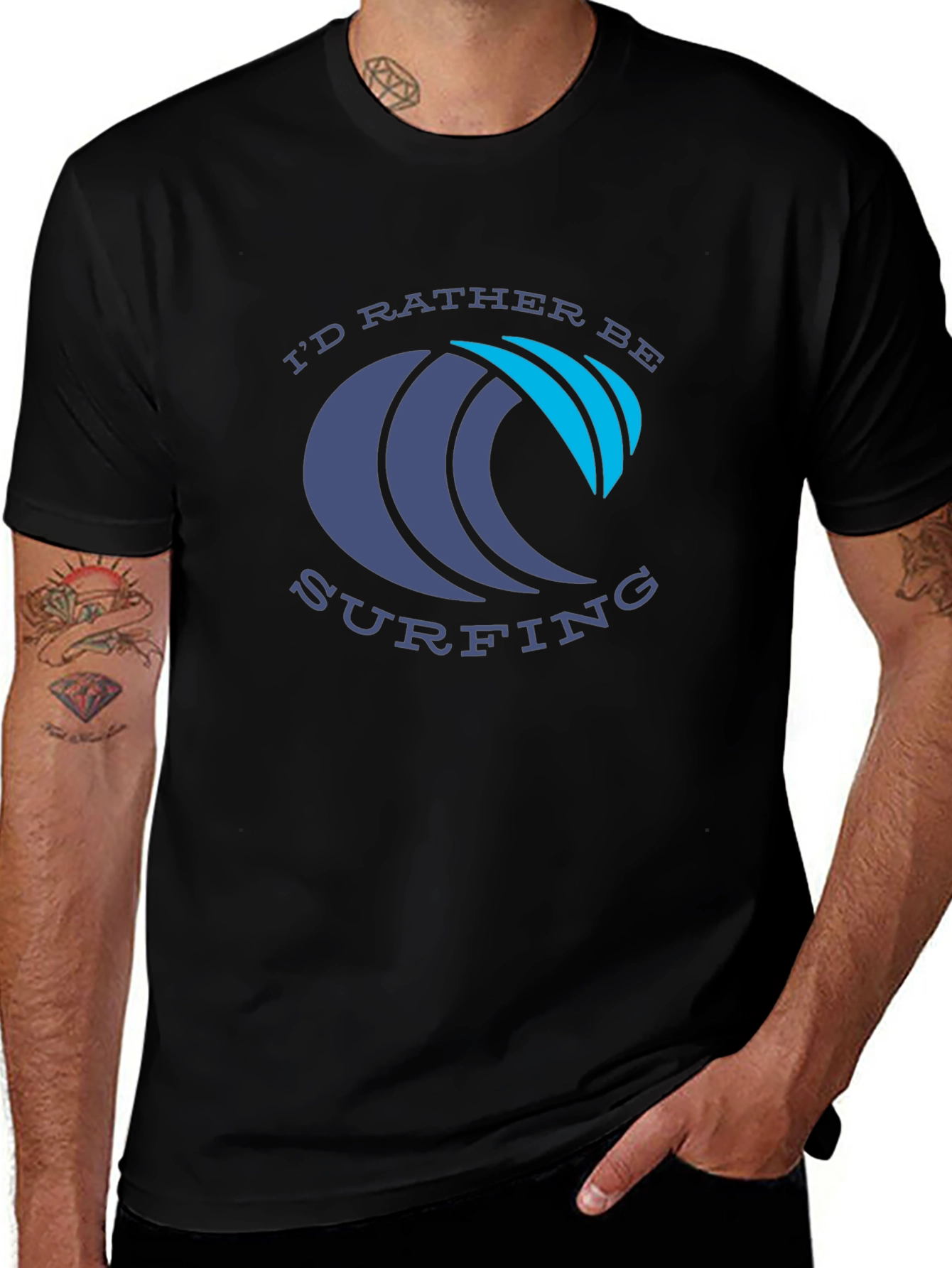 Id Rather Be Surfing Graphic Tee - Black