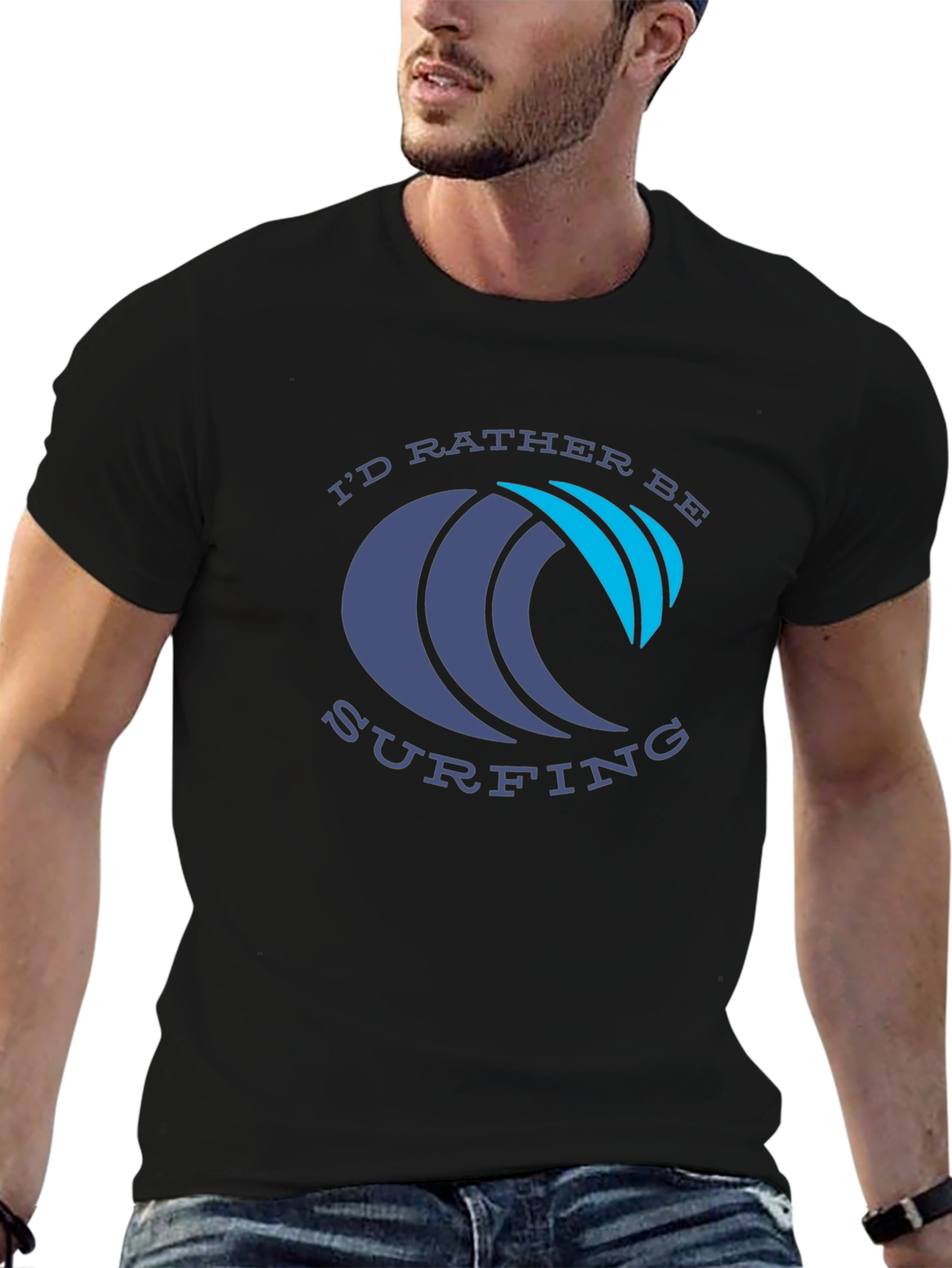 Id Rather Be Surfing Graphic Tee - Black