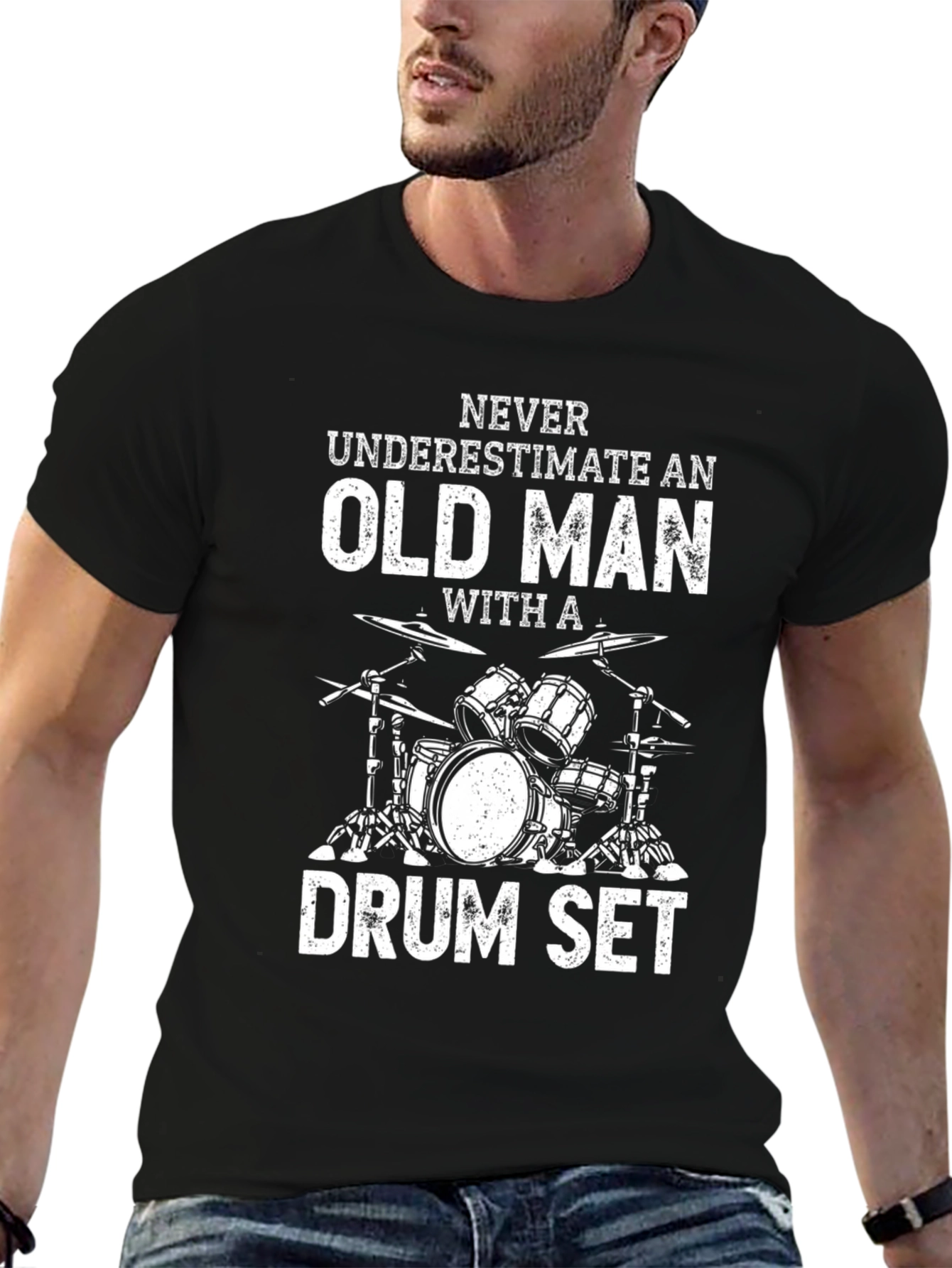 Never Underestimate Old Man Drum Set T-Shirt
