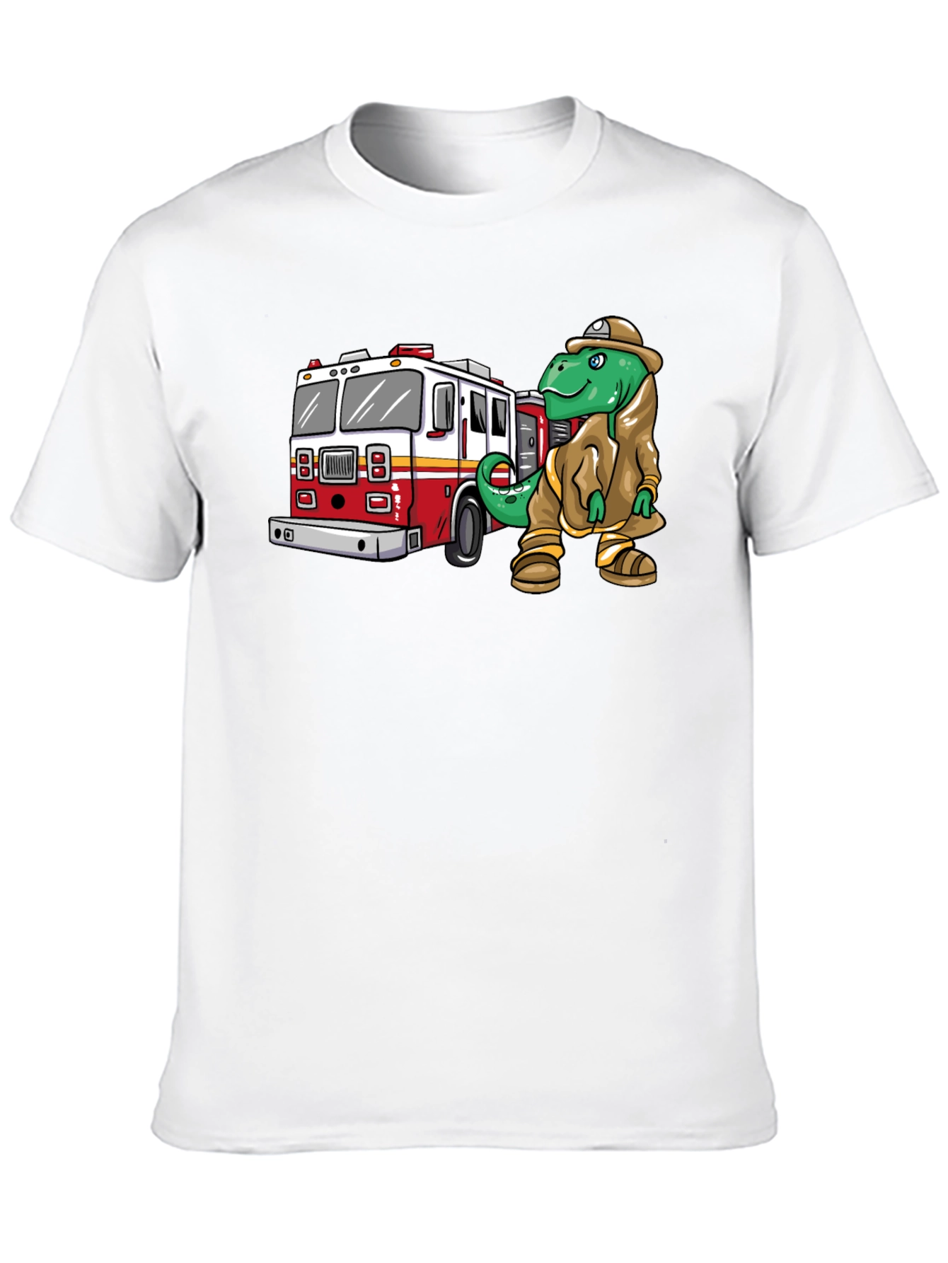Dino Firefighter Graphic Tee - Black Cotton T-Shirt