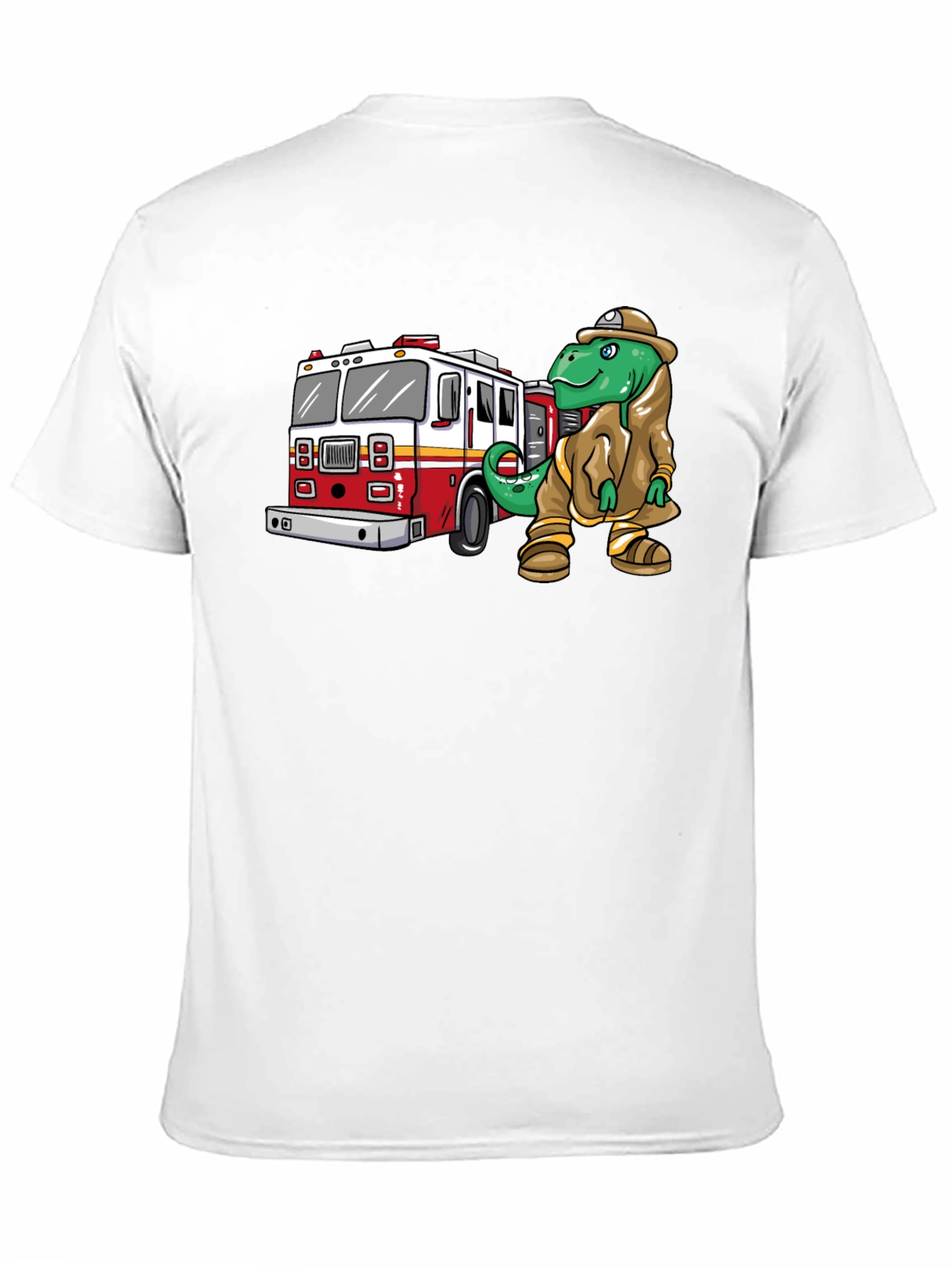 Dino Firefighter Graphic Tee - Black Cotton T-Shirt