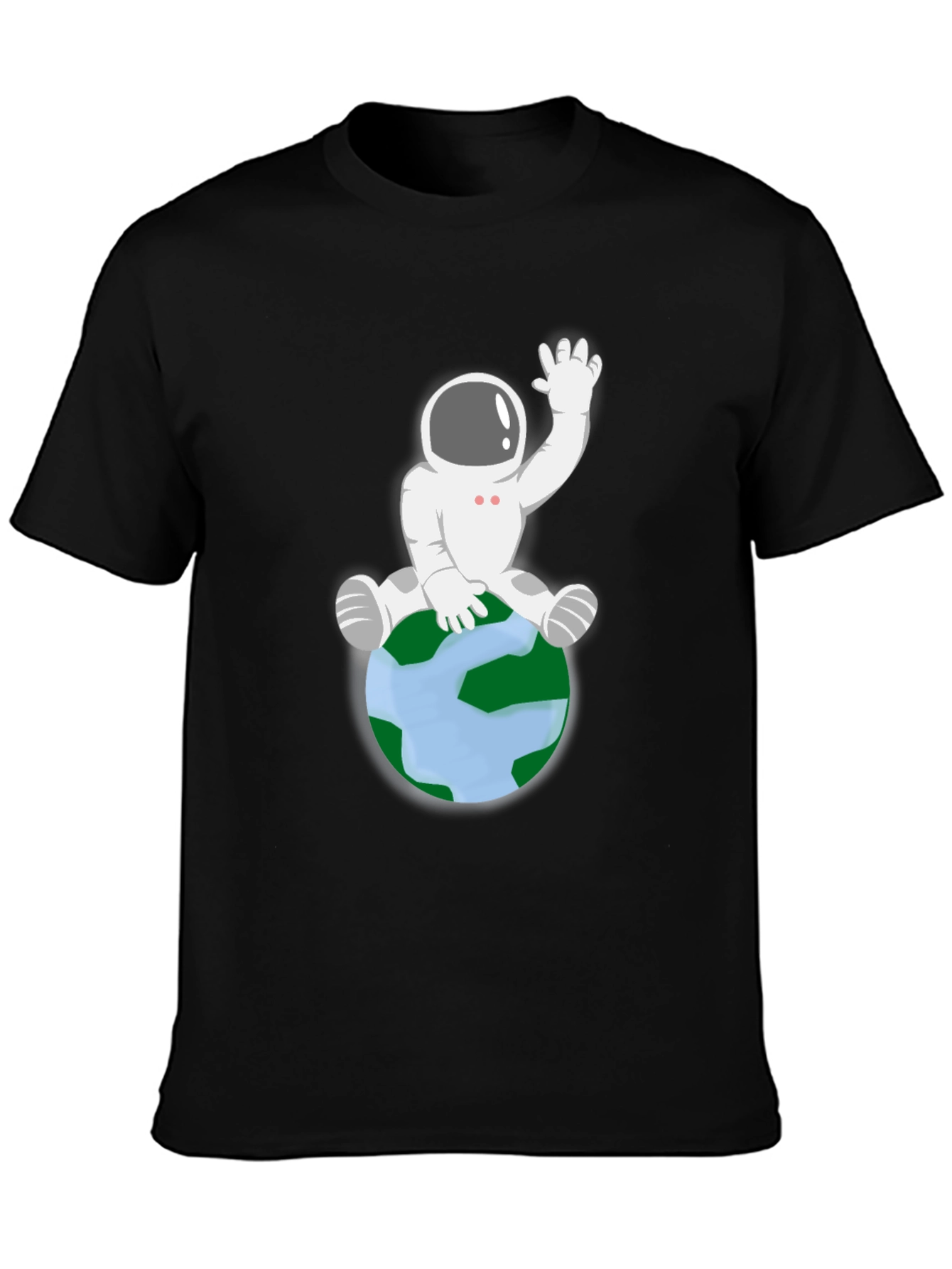 Astronaut Sitting on Earth Graphic Tee - Black