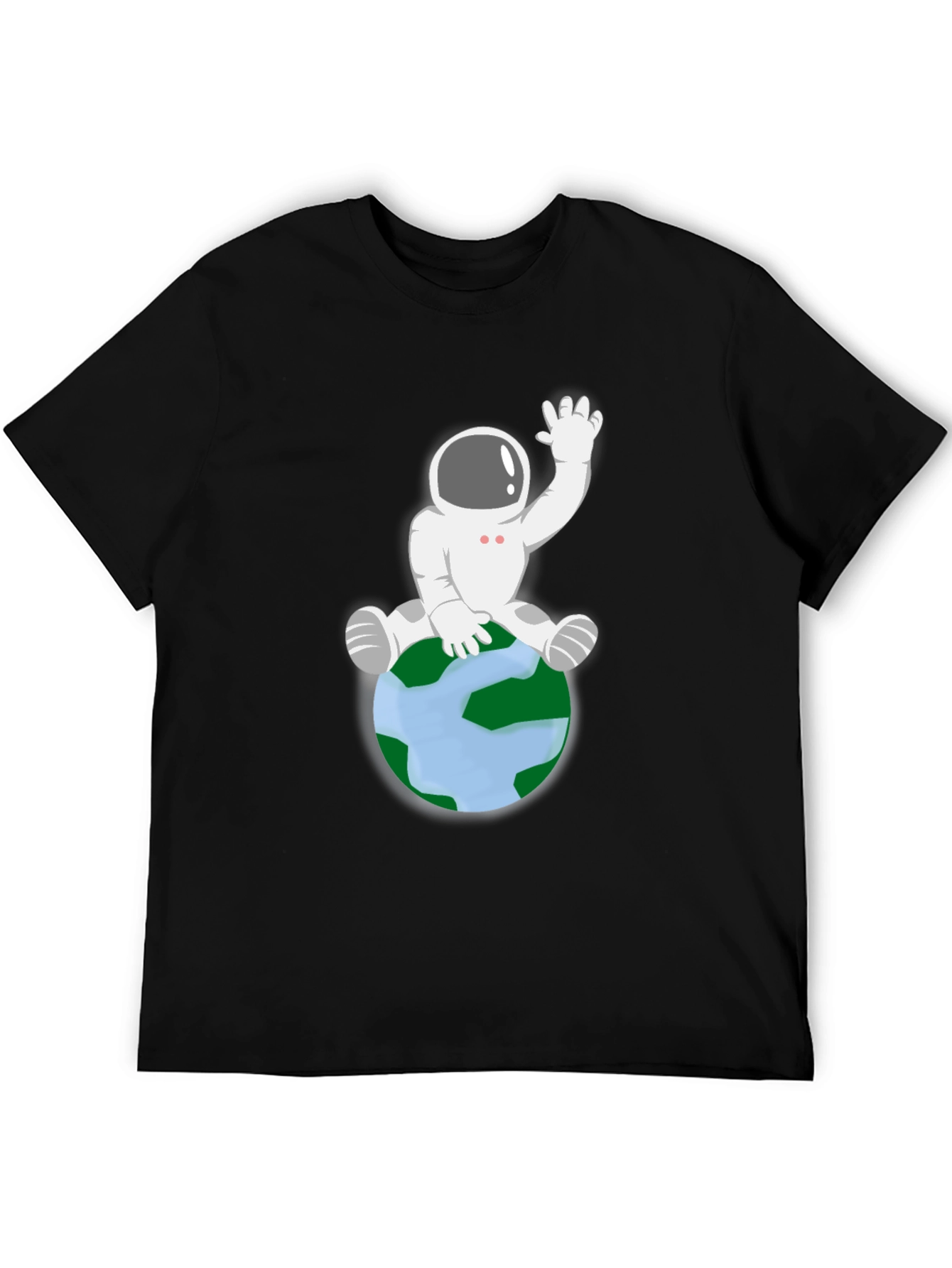 Astronaut Sitting on Earth Graphic Tee - Black