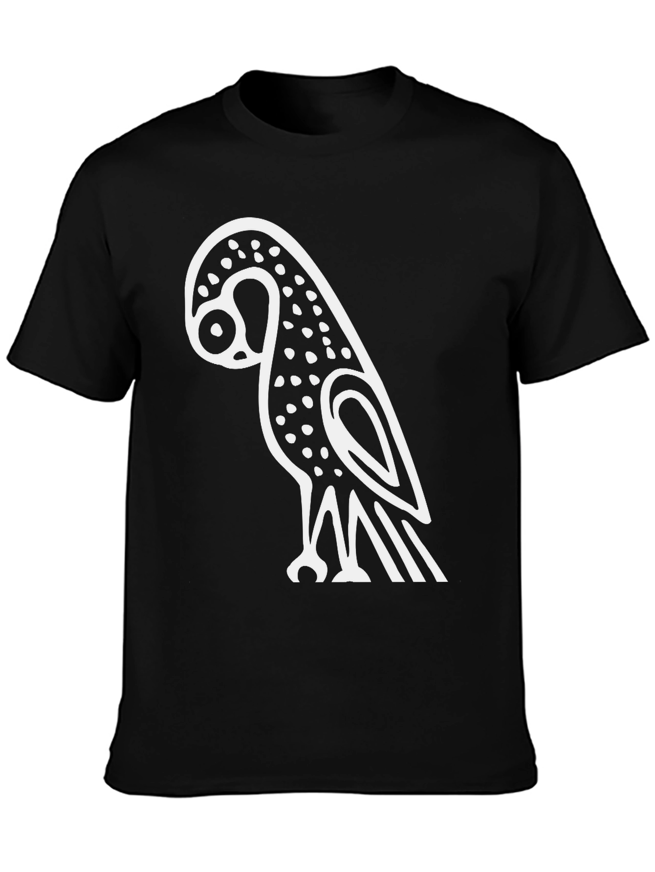 Stylized Owl Graphic Tee - Black Cotton Blend