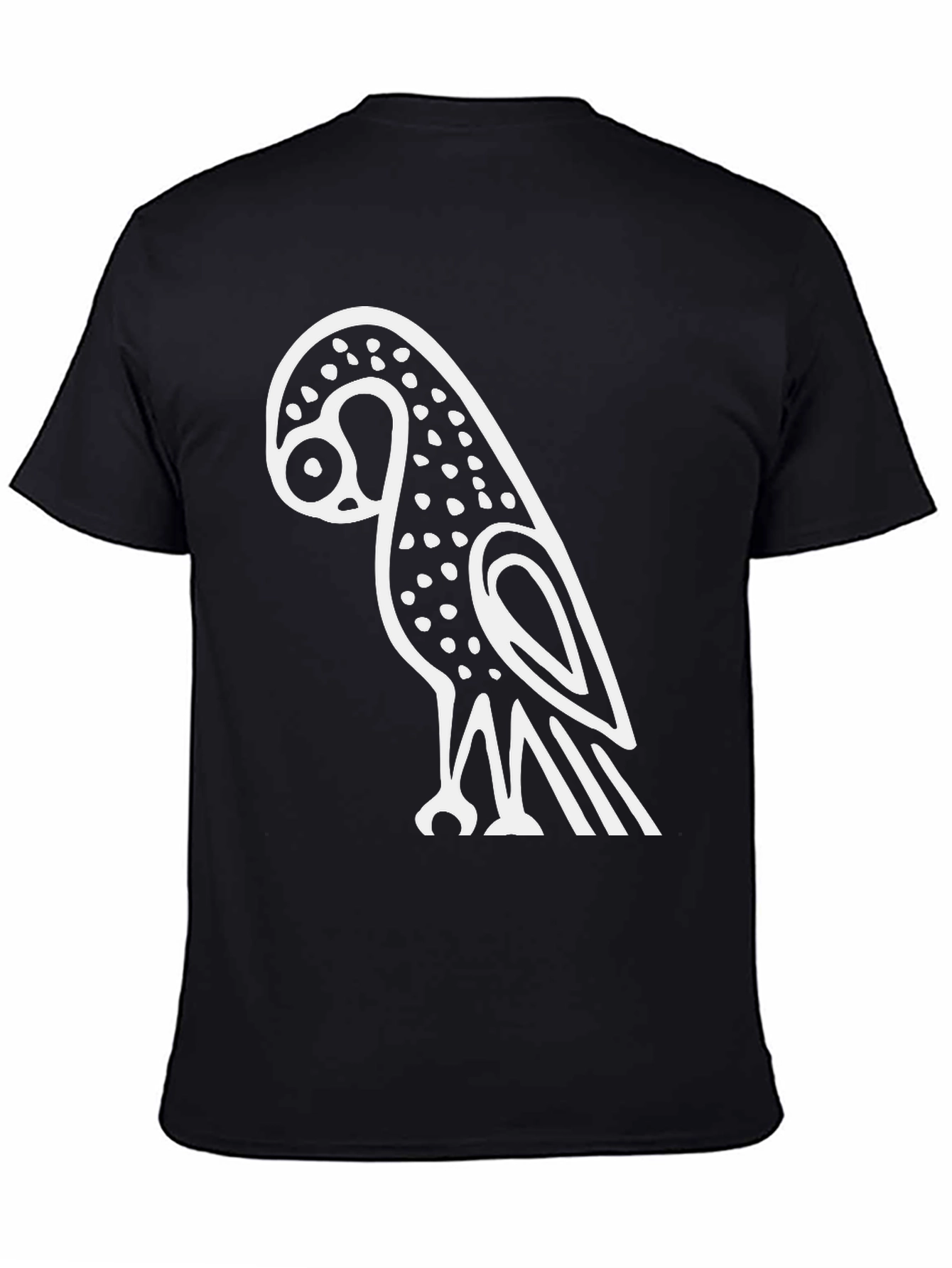 Stylized Owl Graphic Tee - Black Cotton Blend