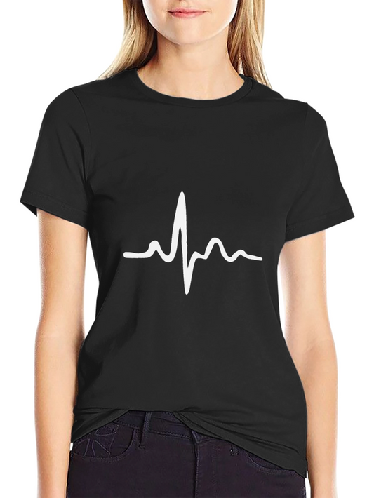 Heartbeat Graphic Tee - Trendy Black T-Shirt