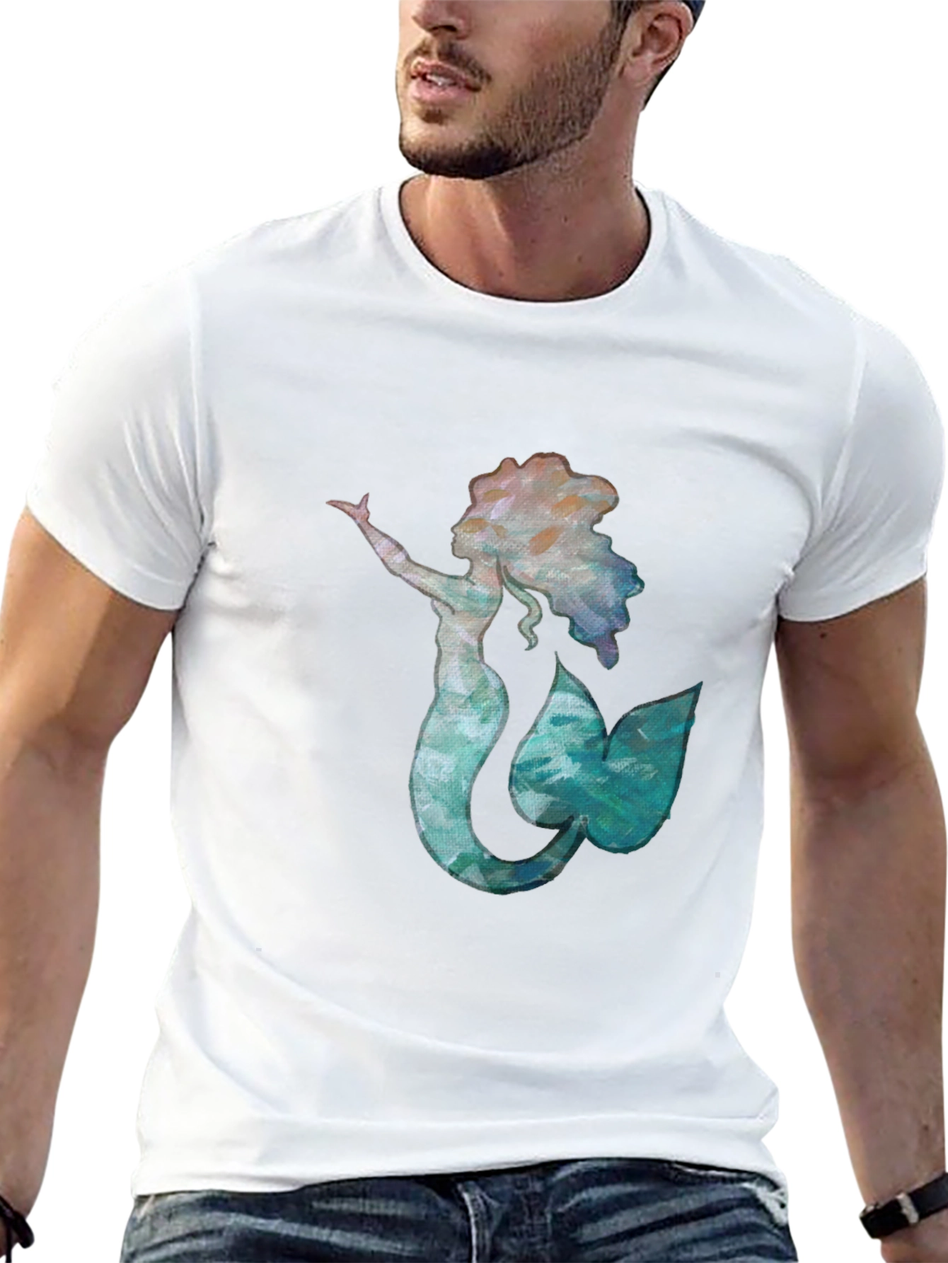 Mermaid Graphic Black Tee - Unique Ocean Lover Shirt