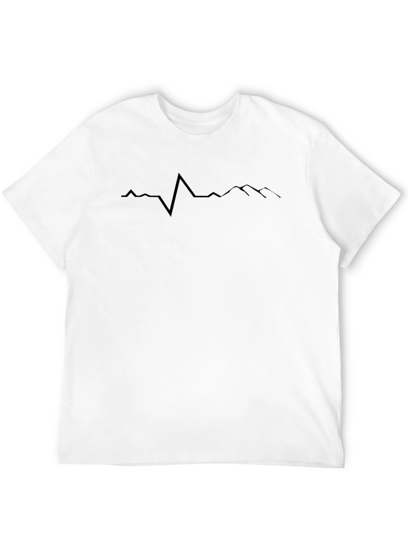 Mens Black Heartbeat Mountain Graphic T-Shirt