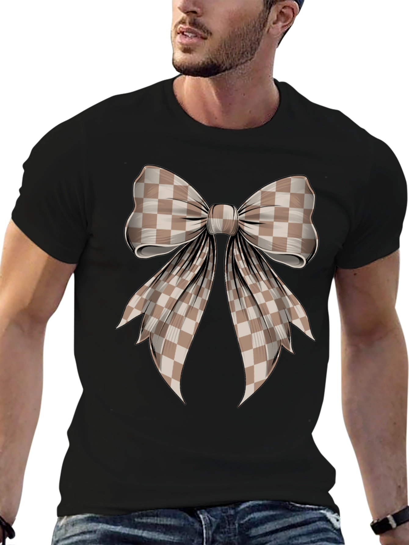 Checkered Bow Graphic T-Shirt