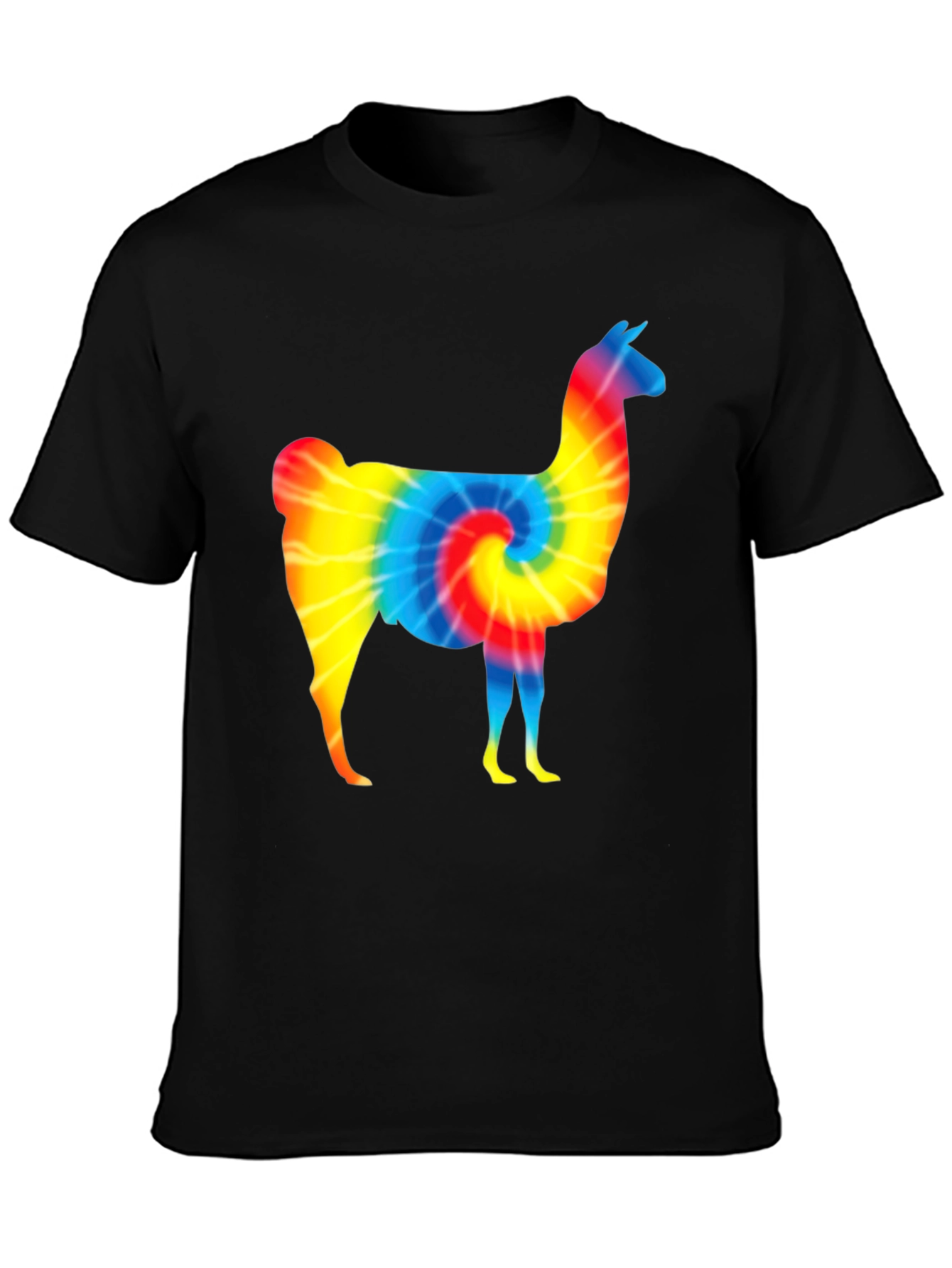 Tie-Dye Llama Graphic T-Shirt - Mens Black Tee