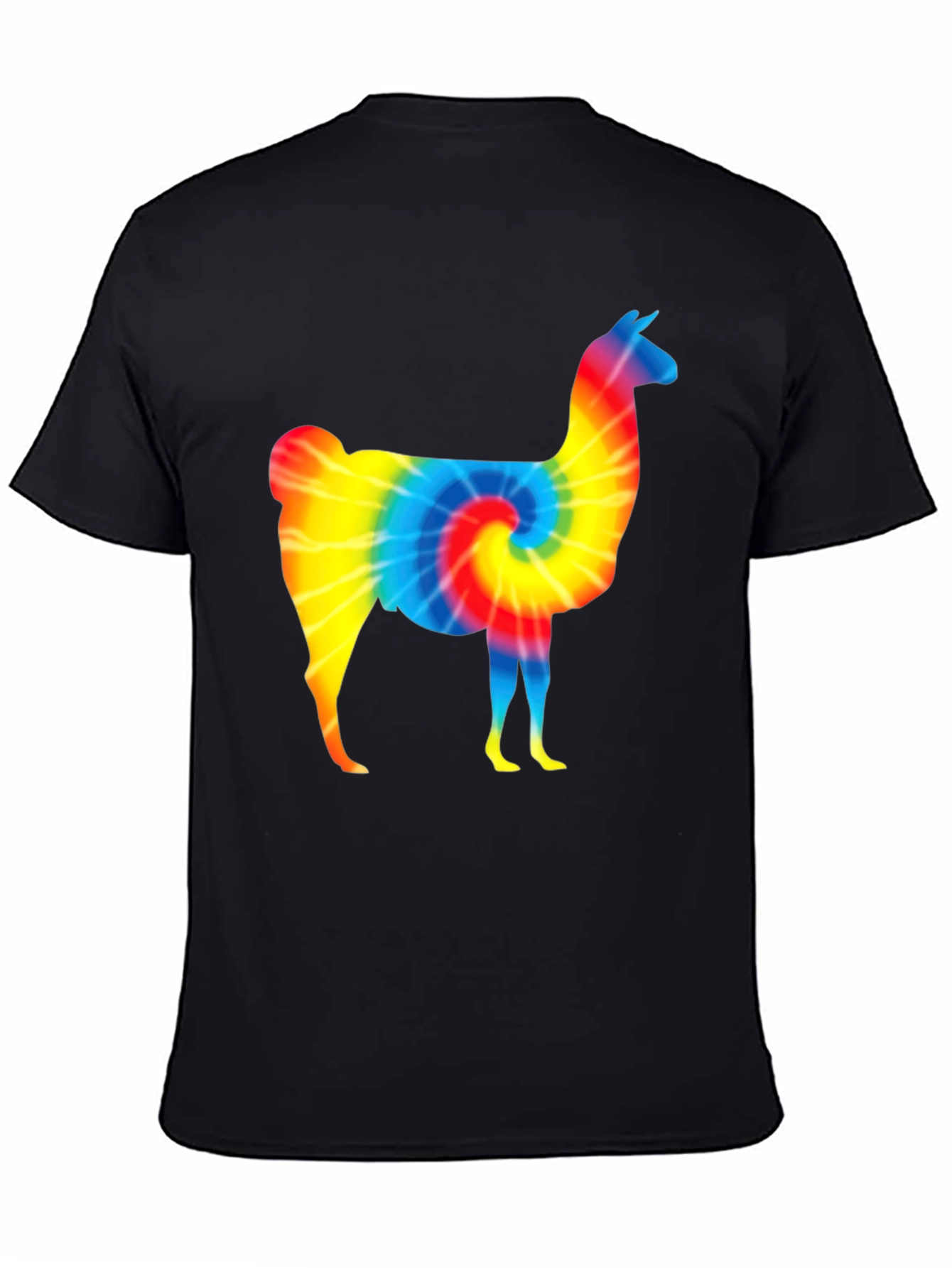 Tie-Dye Llama Graphic T-Shirt - Mens Black Tee