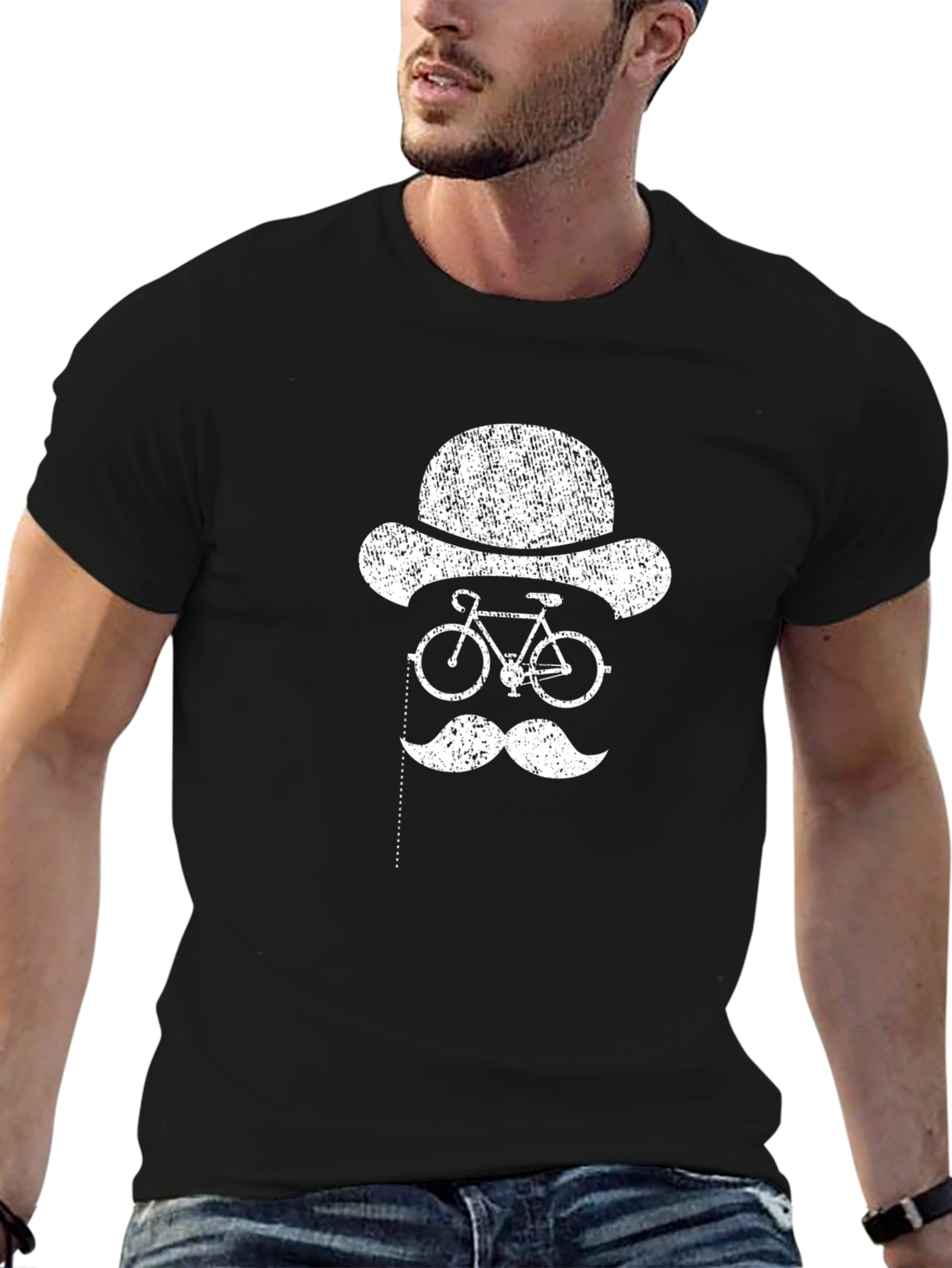 Bicycle Monocle T-Shirt - Distressed Graphic Tee