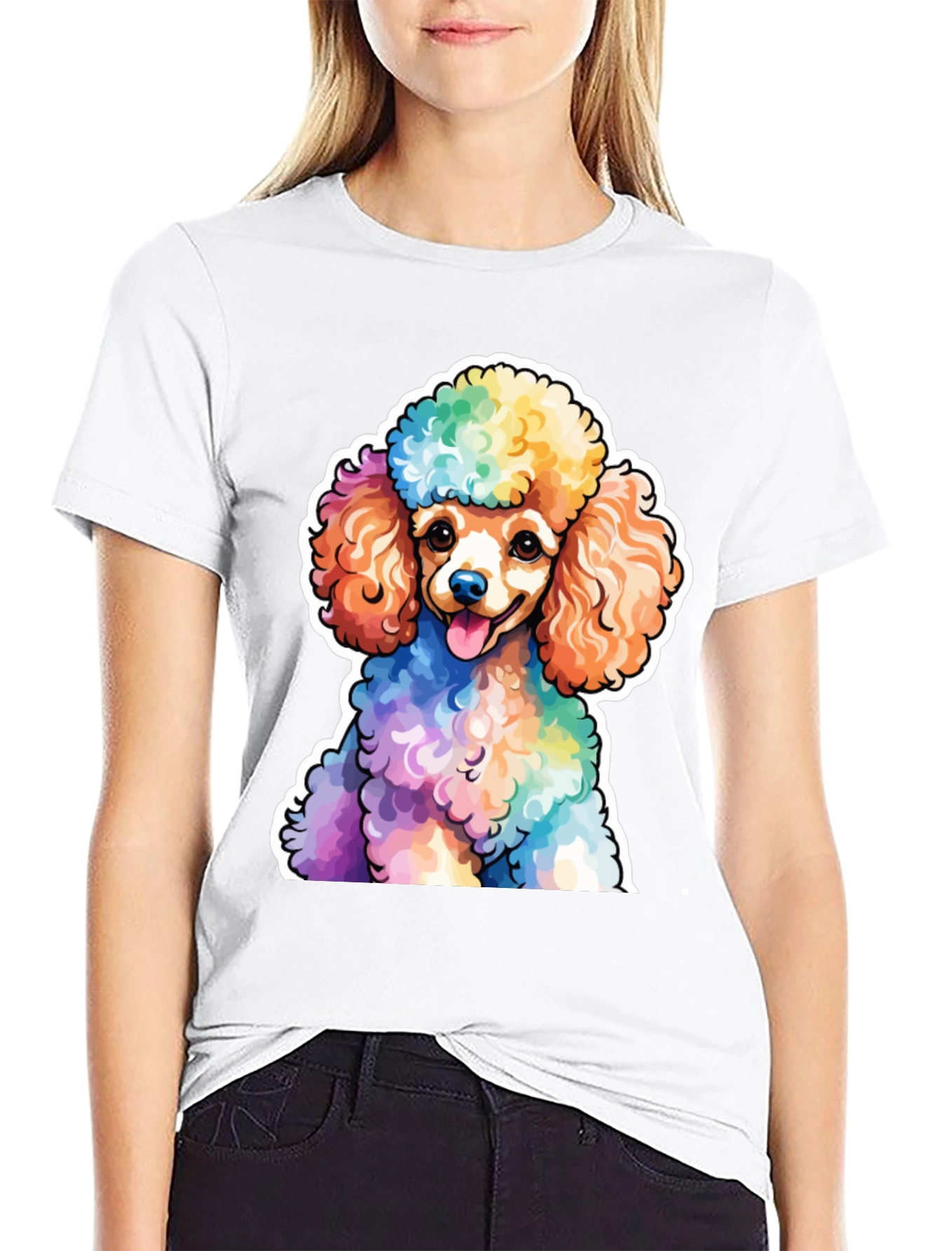 Rainbow Poodle Graphic Tee - Fun Stylish & Unique