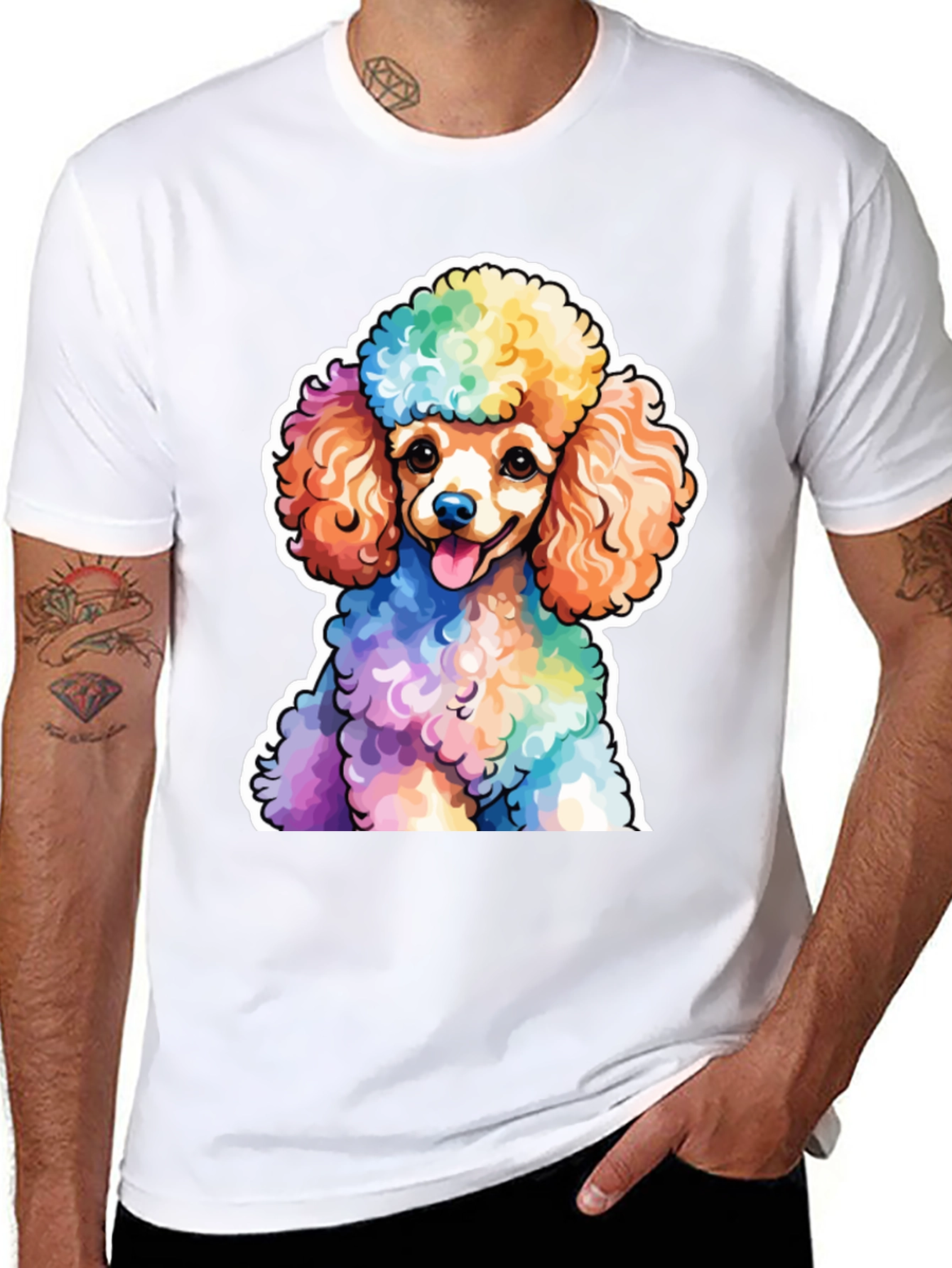 Rainbow Poodle Graphic Tee - Fun Stylish & Unique
