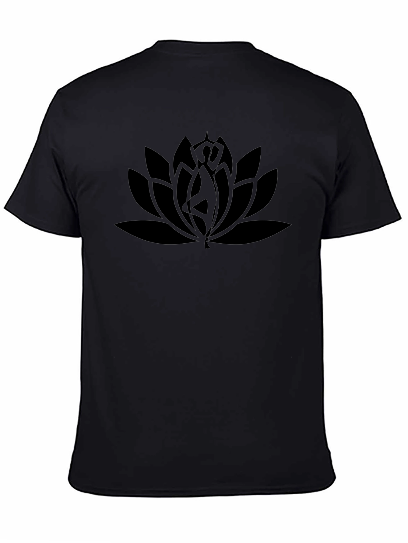 Lotus Pose T-Shirt - Black Yoga Design