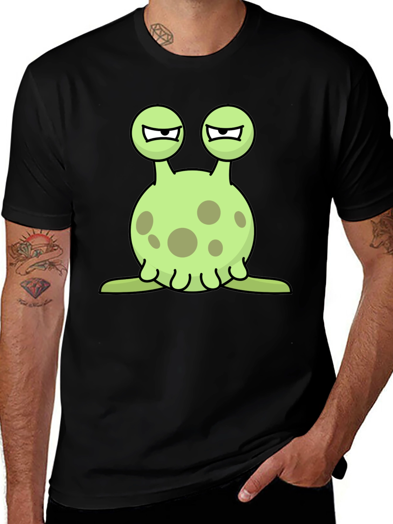 Cartoon Alien Graphic Black T-Shirt