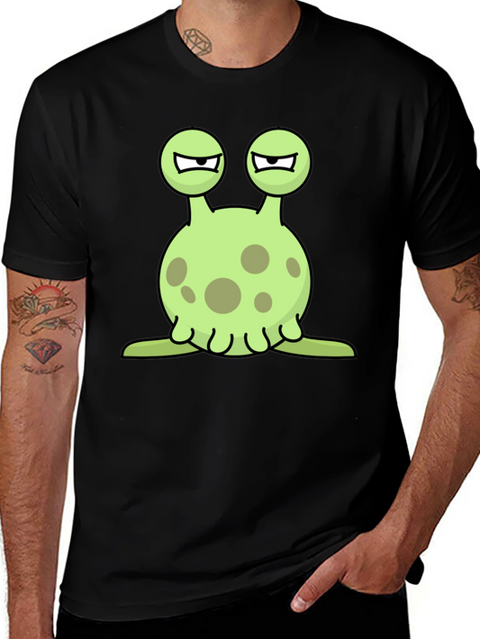 Cartoon Alien Graphic Black T-Shirt