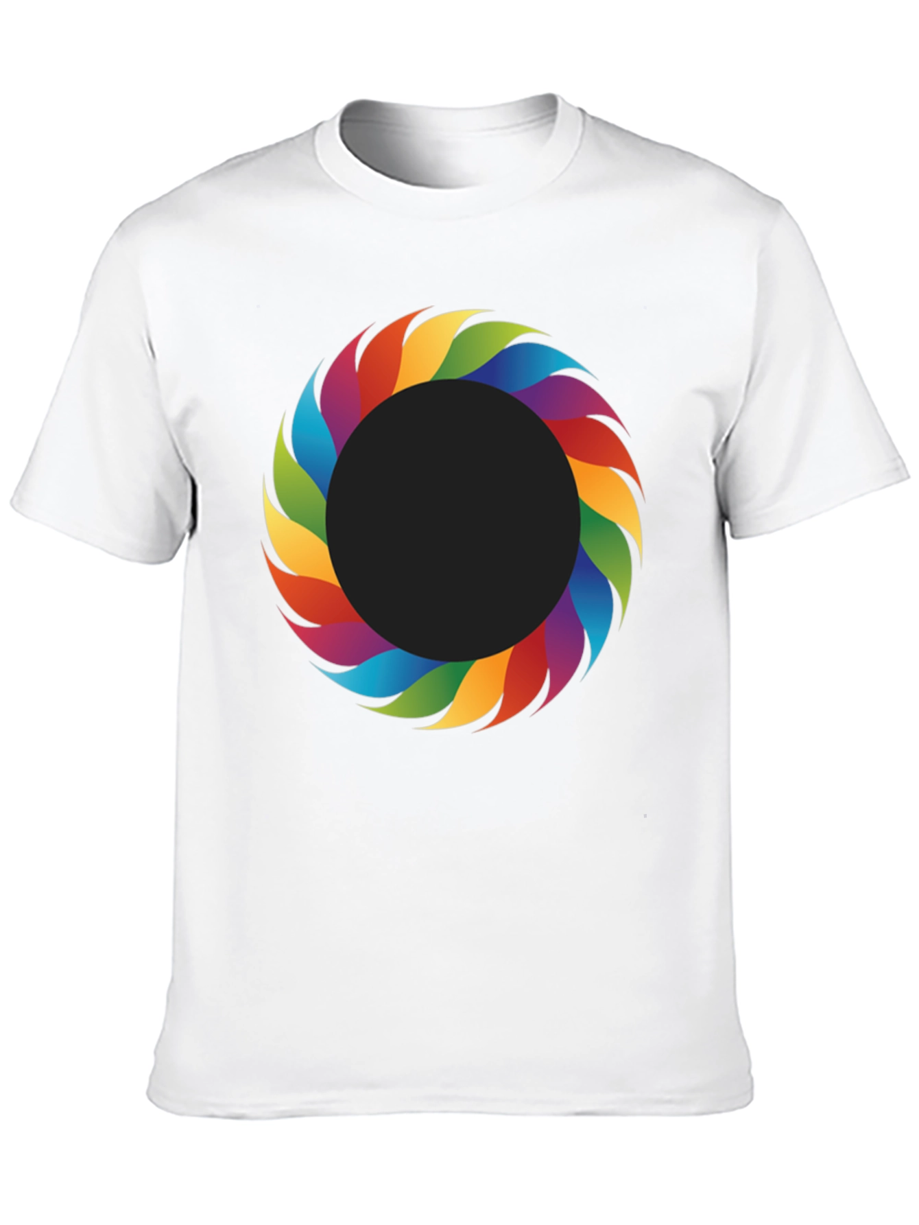 Rainbow Ring Graphic Tee - Stylish Mens Black T-Shirt