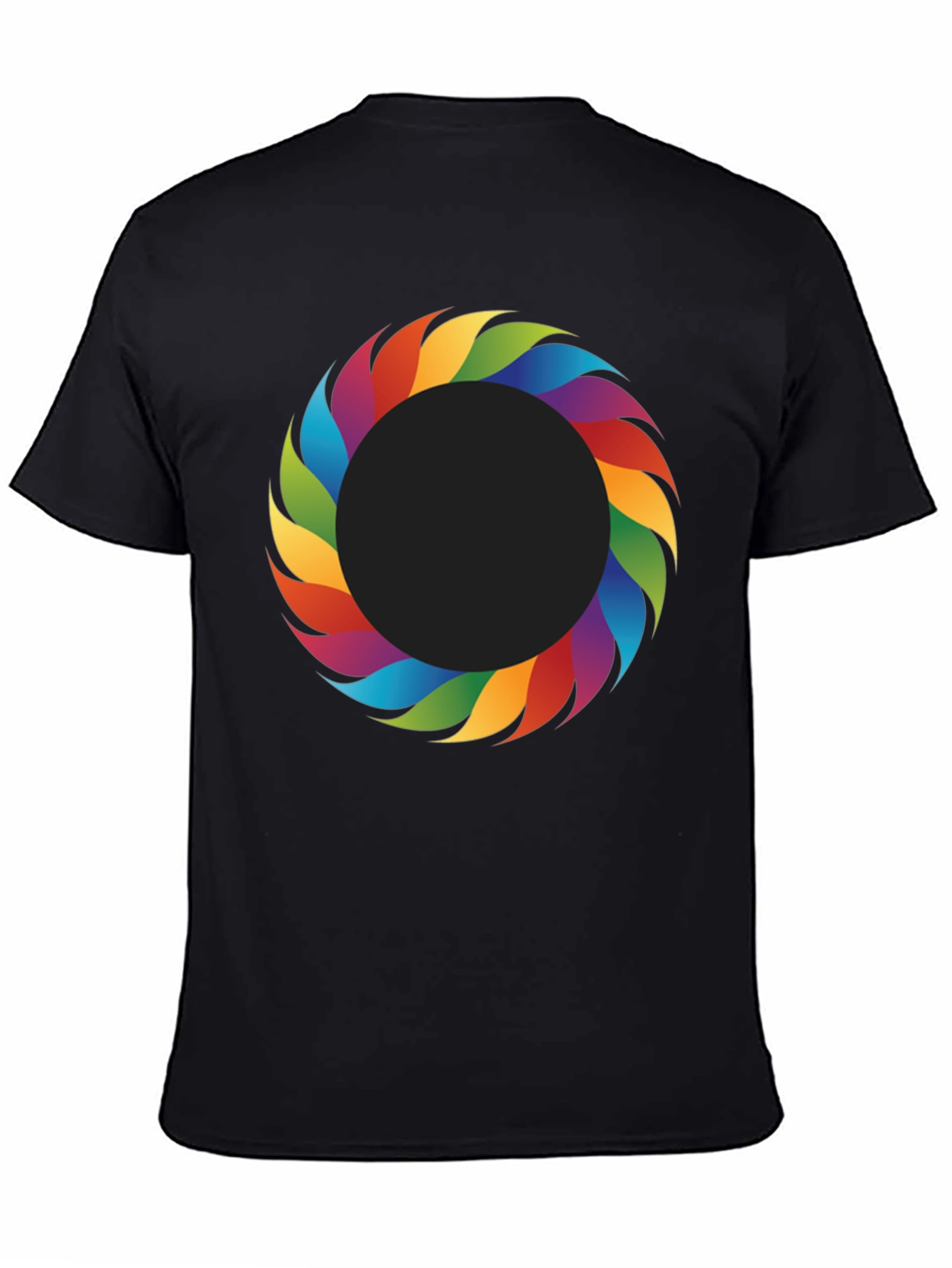 Rainbow Ring Graphic Tee - Stylish Mens Black T-Shirt