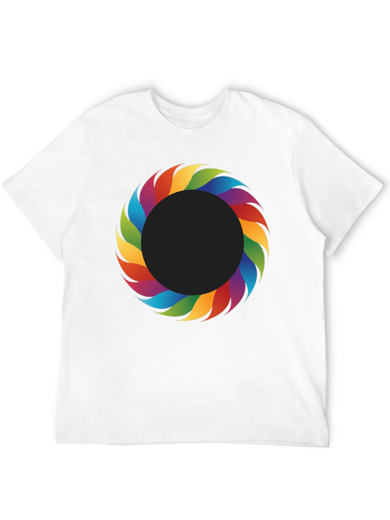 Rainbow Ring Graphic Tee - Stylish Mens Black T-Shirt