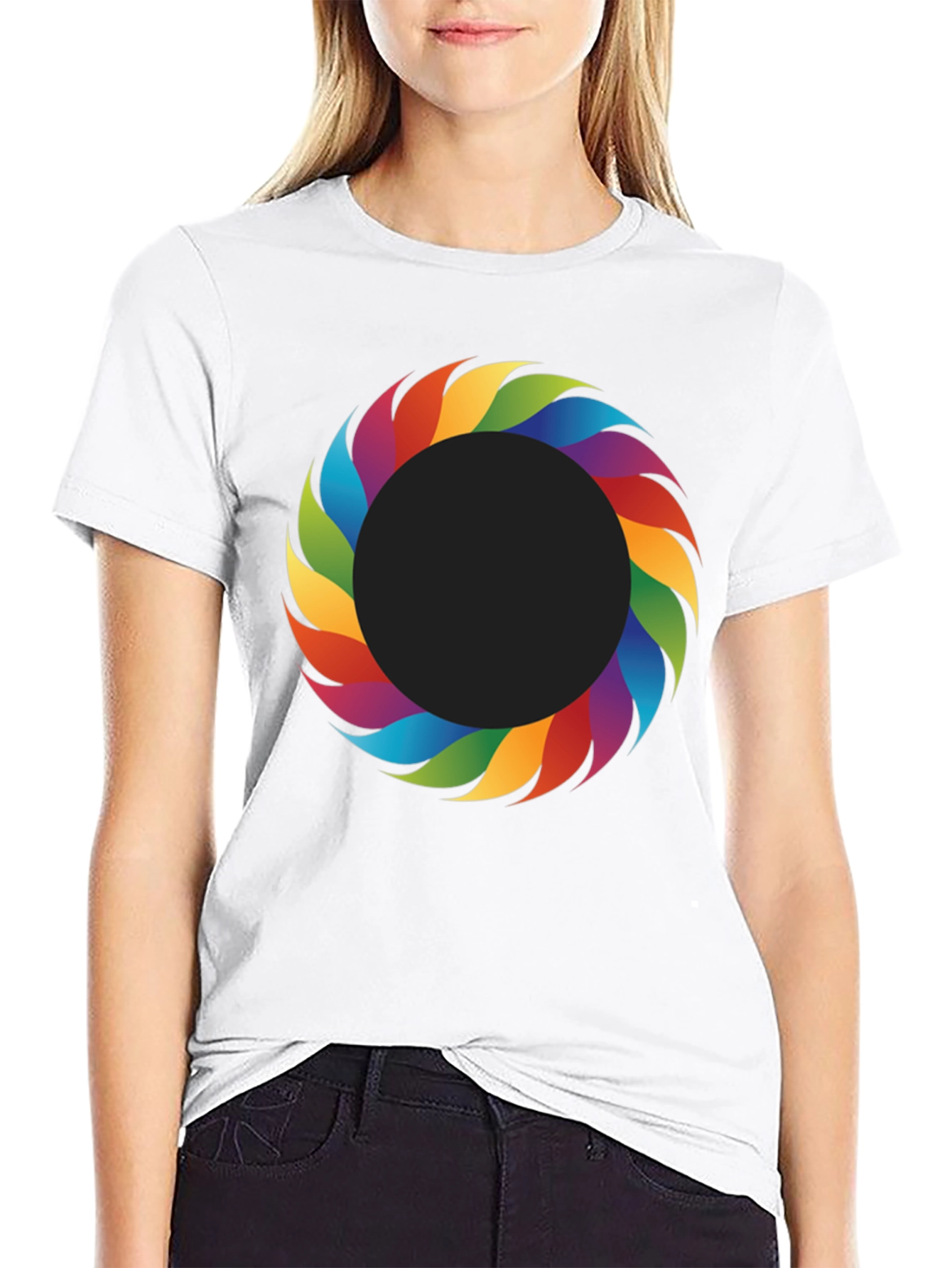 Rainbow Ring Graphic Tee - Stylish Mens Black T-Shirt