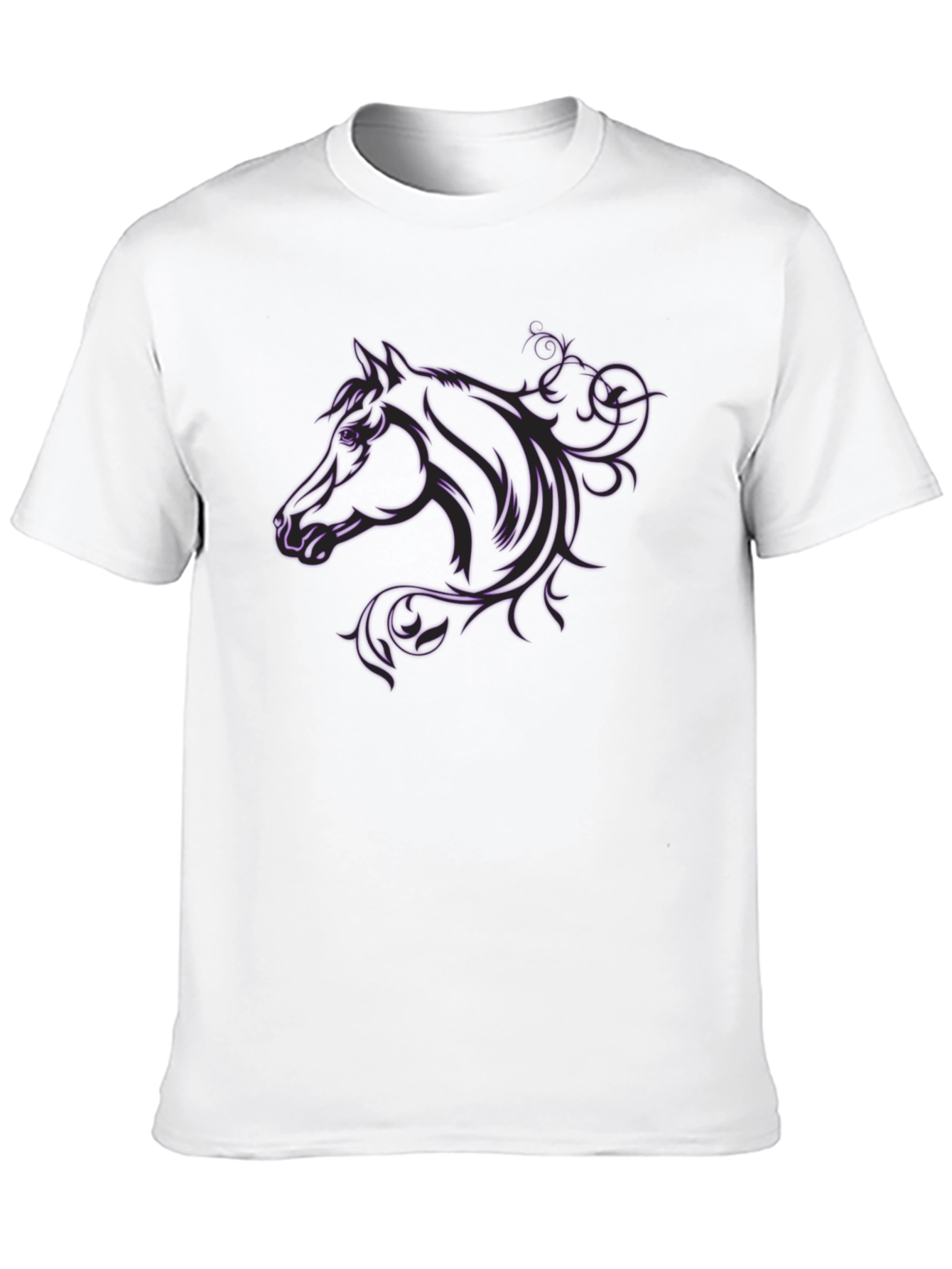 Black T-Shirt with Horse Design