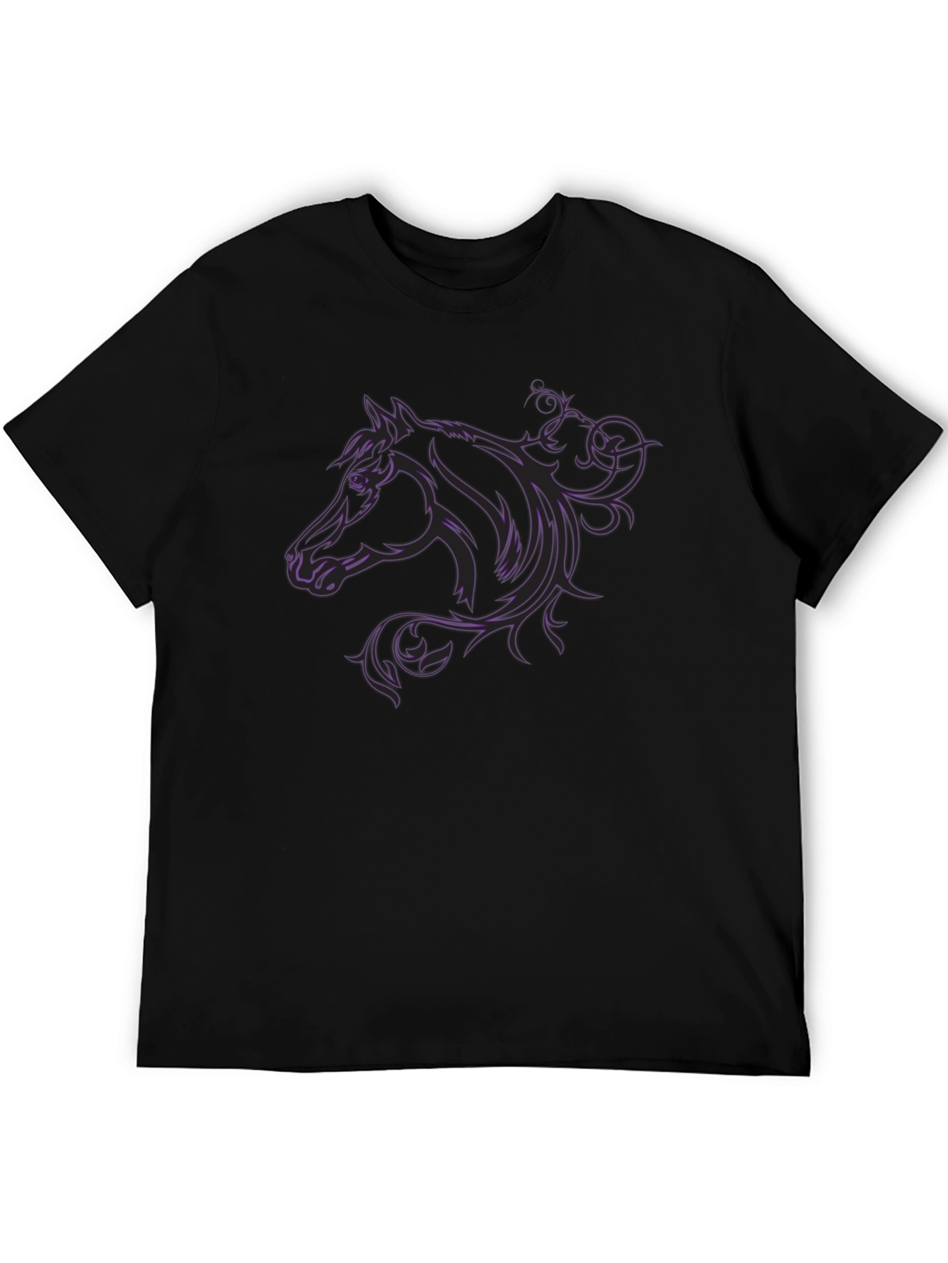 Black T-Shirt with Horse Design