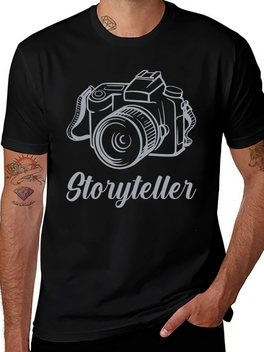 Storyteller Camera Graphic Tee - Black Cotton T-Shirt