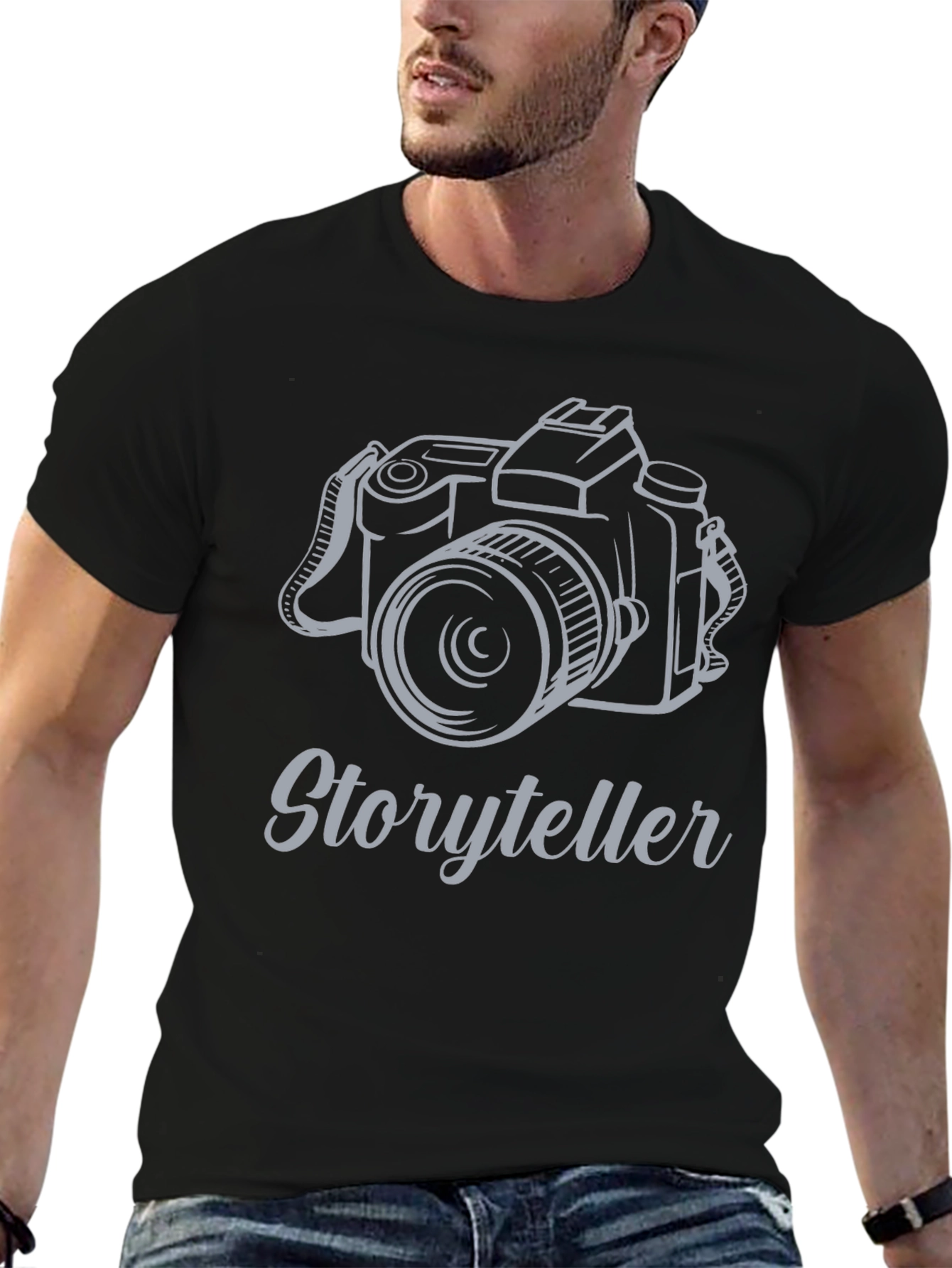 Storyteller Camera Graphic Tee - Black Cotton T-Shirt