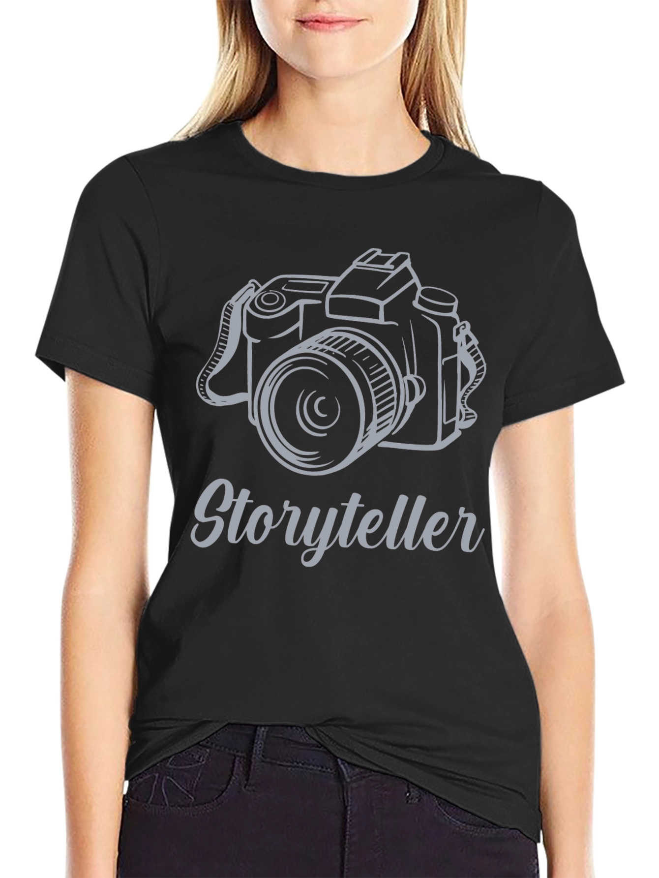 Storyteller Camera Graphic Tee - Black Cotton T-Shirt