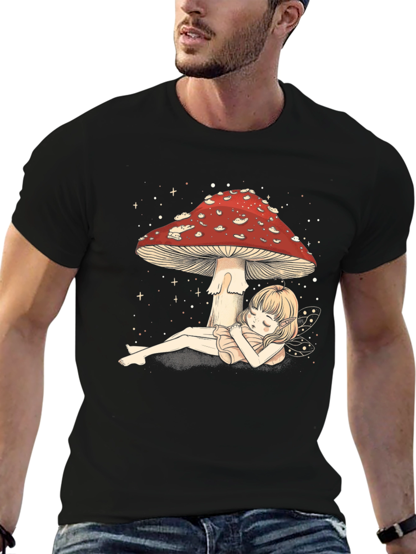 Mushroom Fairy Graphic Tee - Whimsical Comfort