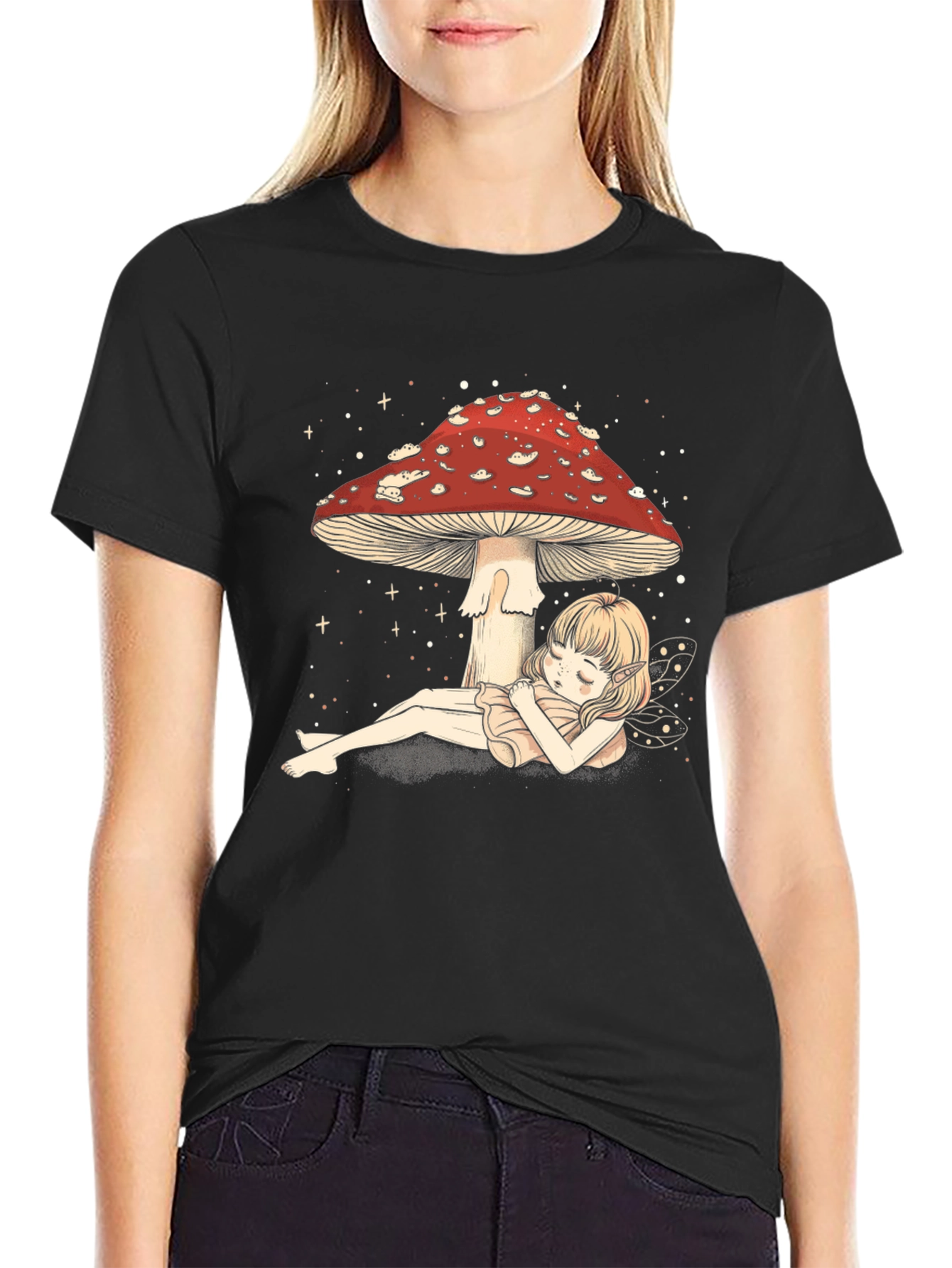 Mushroom Fairy Graphic Tee - Whimsical Comfort