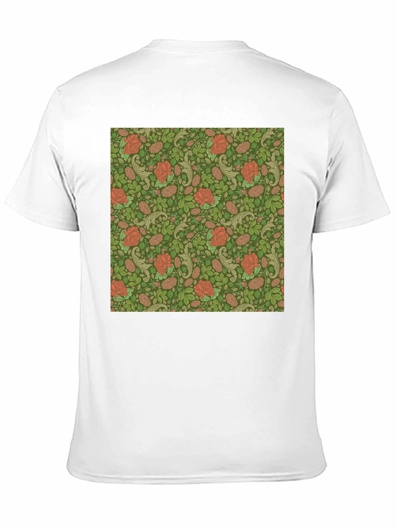 Floral Rose Print Mens Black T-Shirt