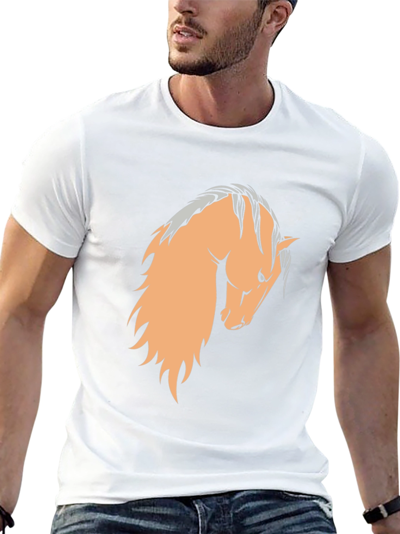 Black T-Shirt with Horse Graphic