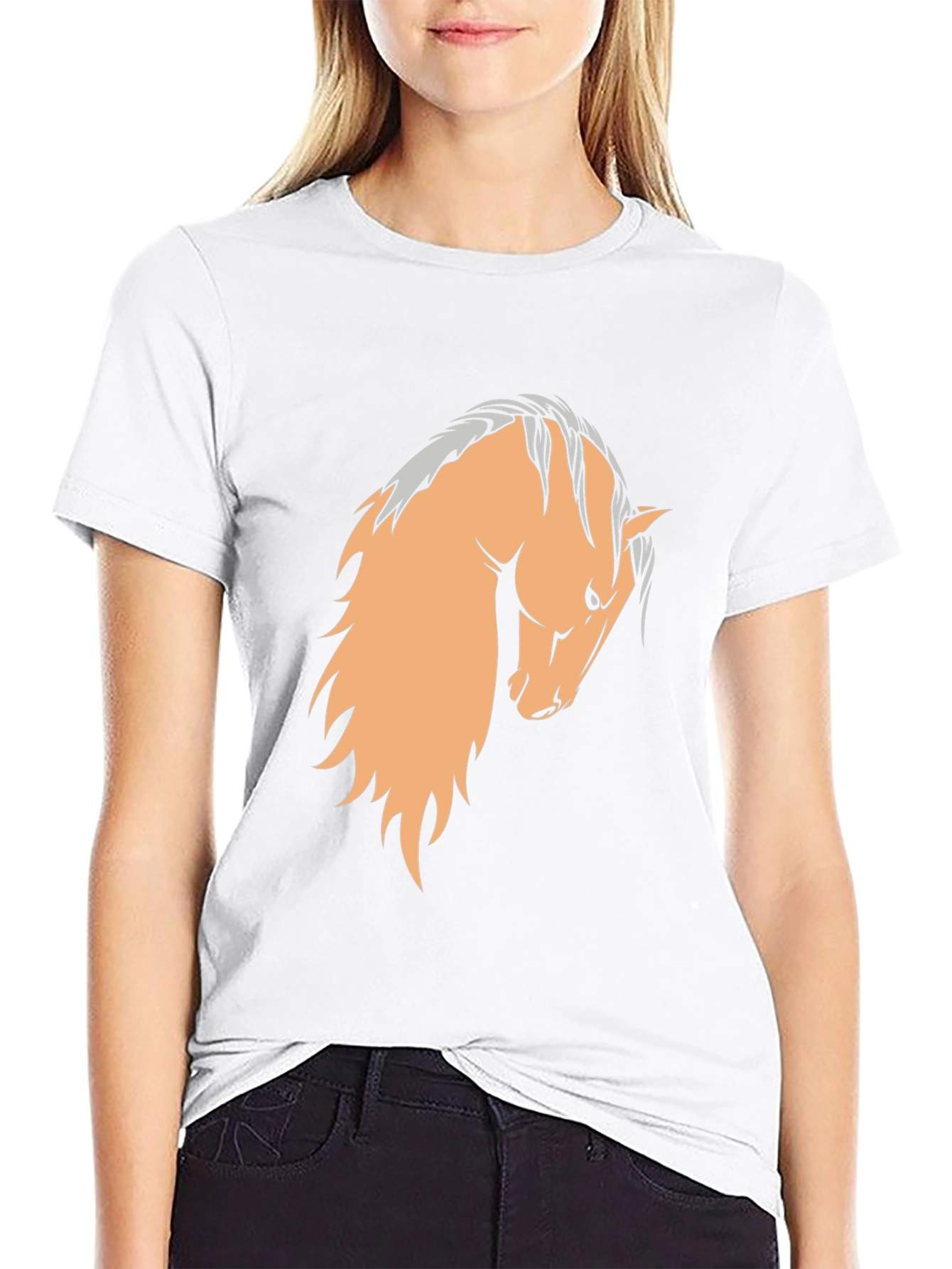 Black T-Shirt with Horse Graphic