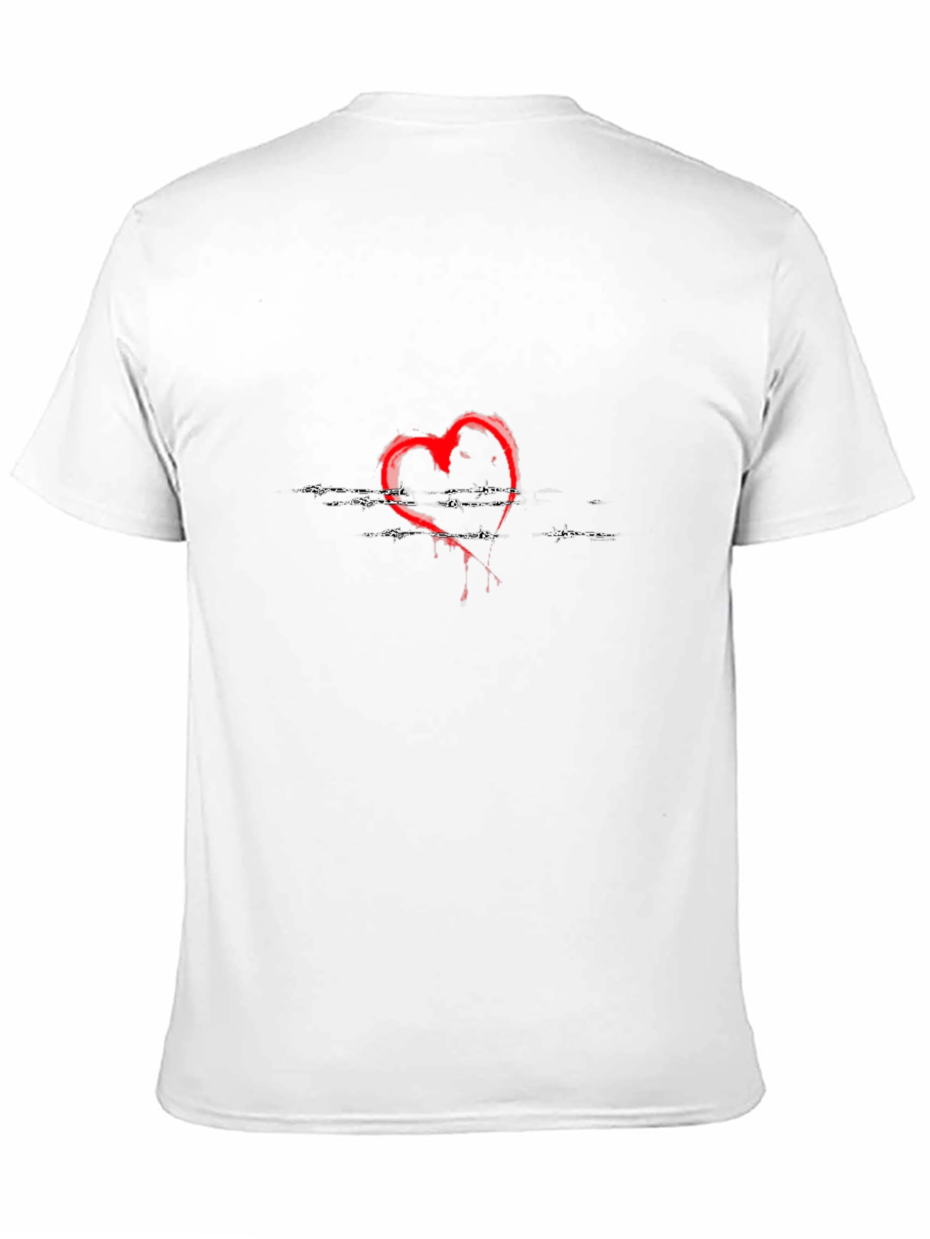 Edgy Red Heart Graphic Black T-Shirt
