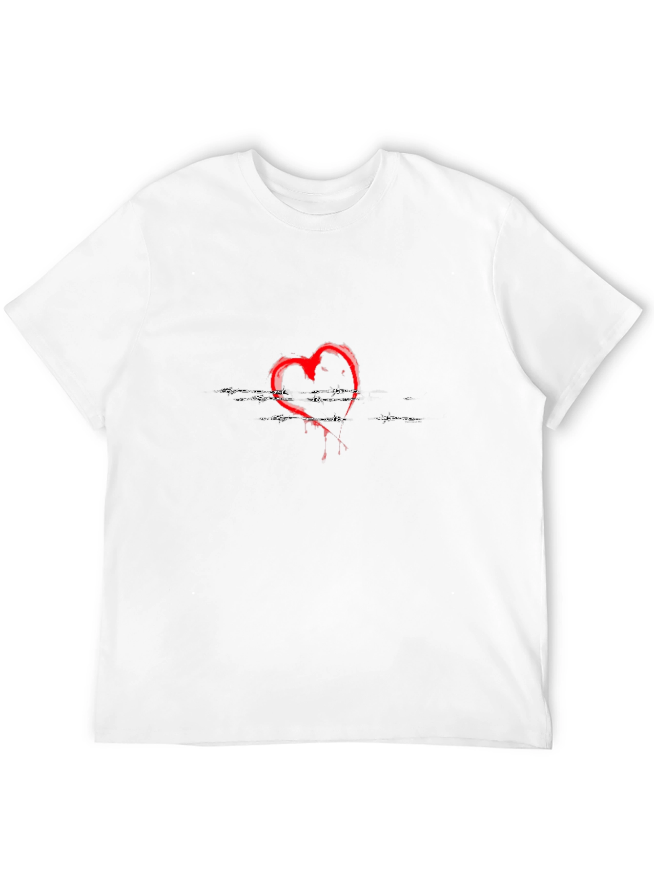 Edgy Red Heart Graphic Black T-Shirt