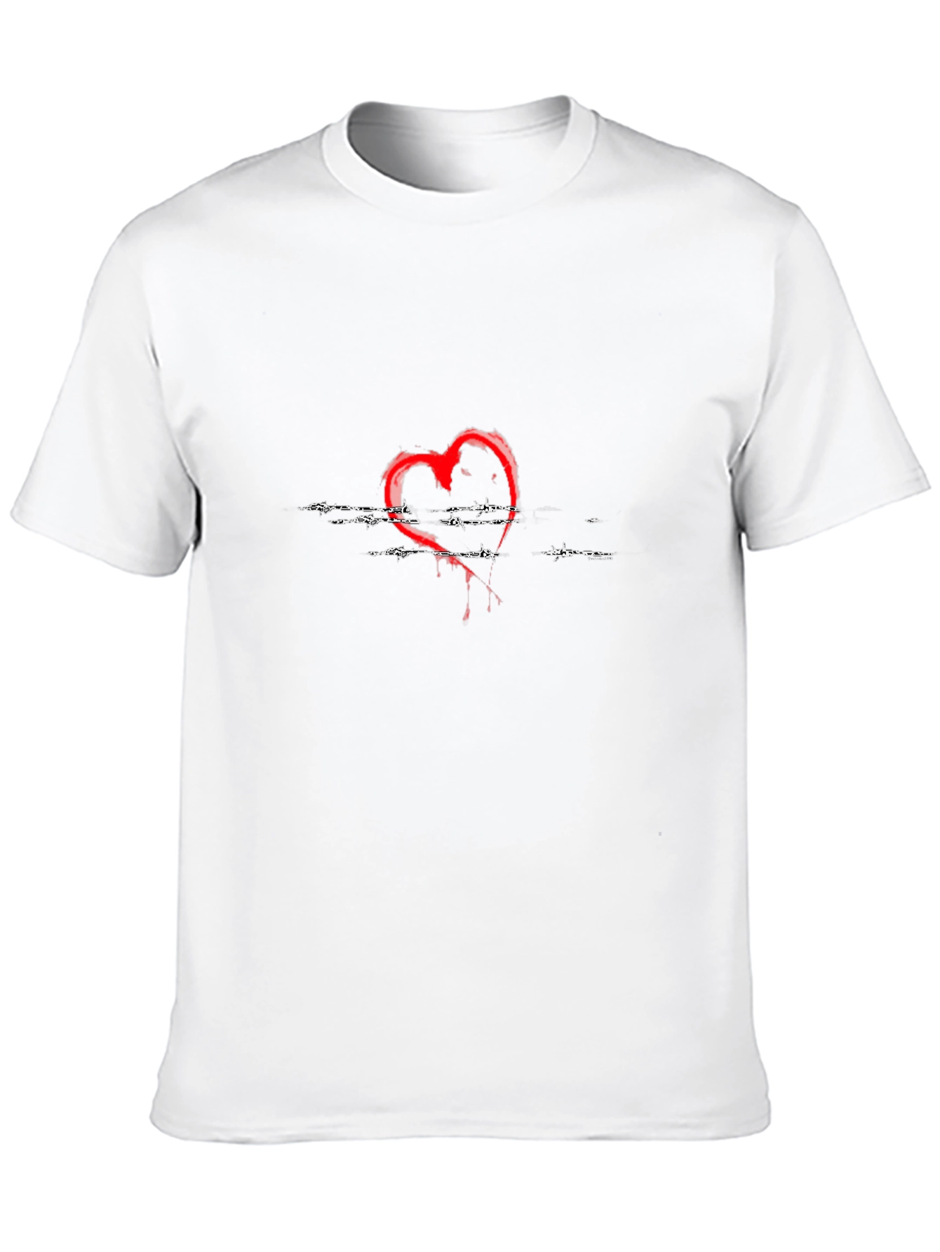 Edgy Red Heart Graphic Black T-Shirt