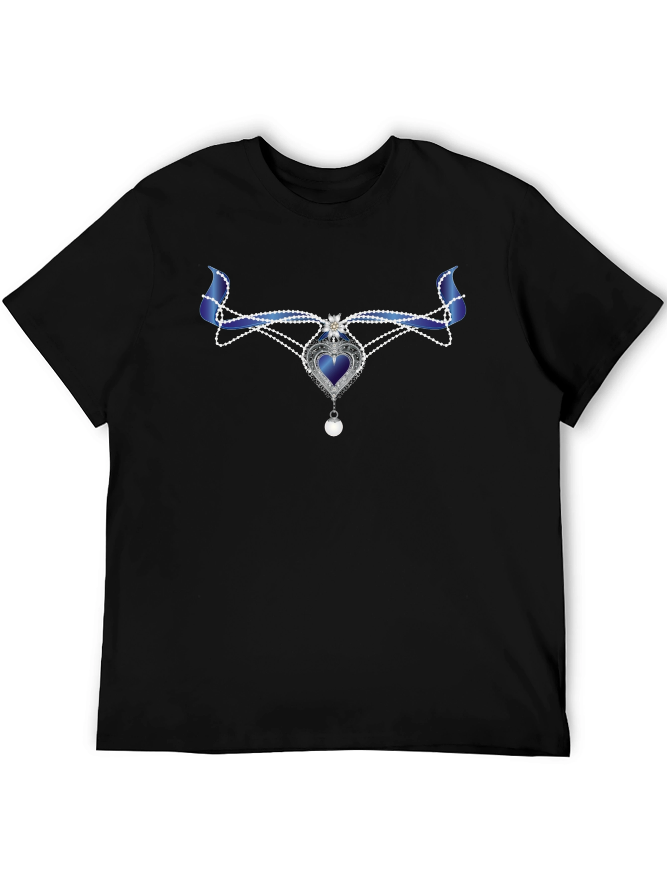 Elegant Heart Necklace Graphic Tee