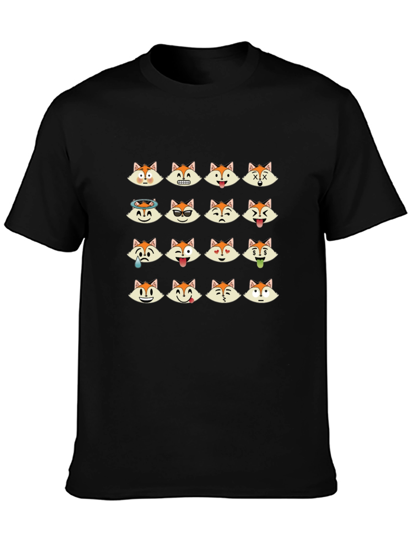 Emoji Fox Graphic Black T-Shirt
